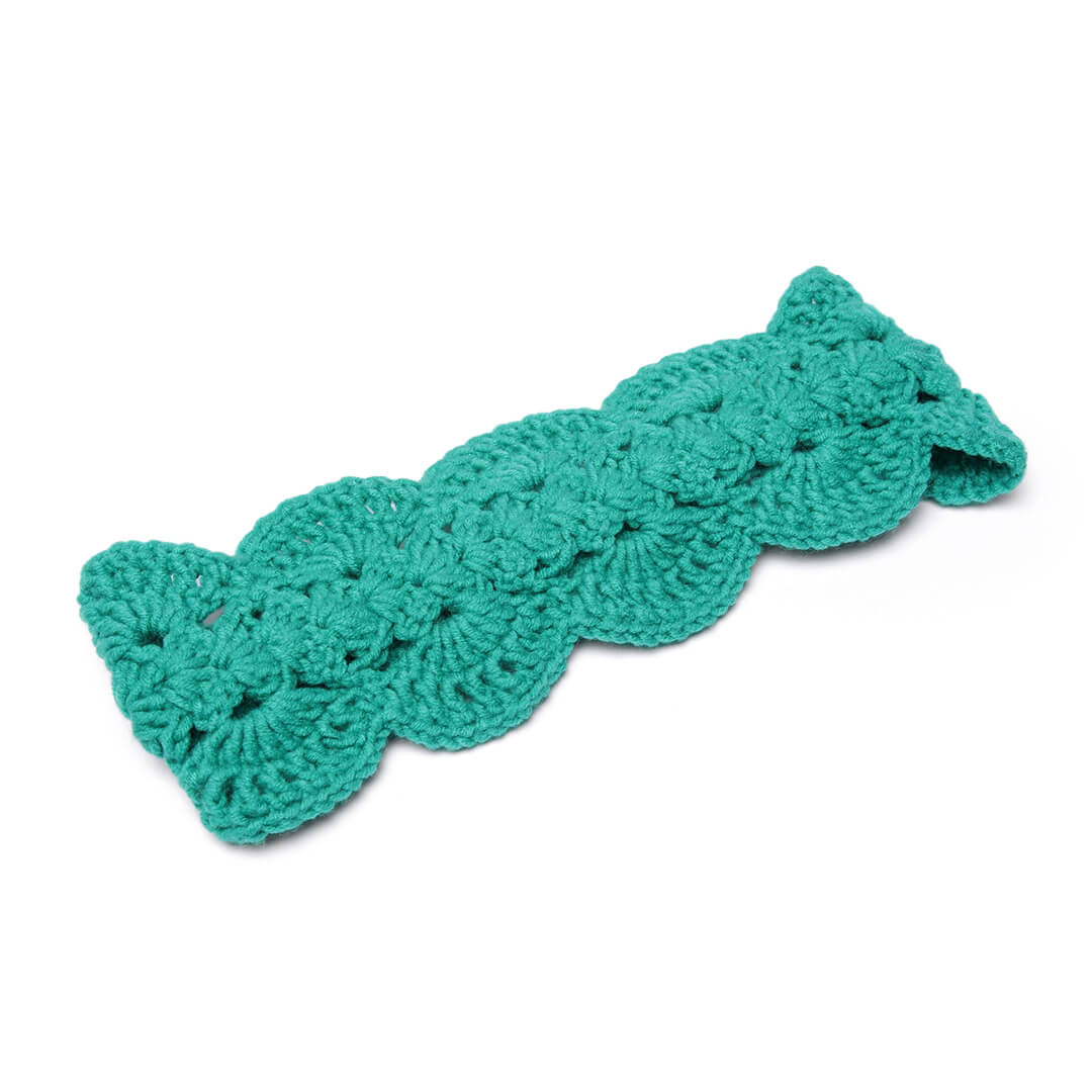 Handmade Crochet Tie Back Headband - Cyan Green 10724