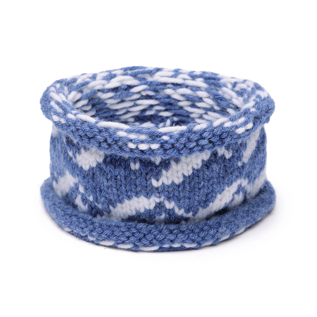 Hand Knitted Woolen ZigZag Design Headband - Denim Blue 10725