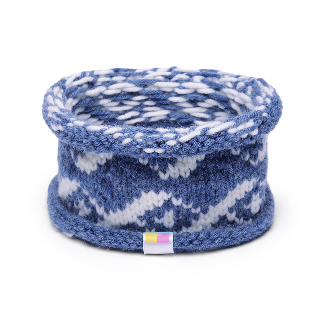Hand Knitted Woolen ZigZag Design Headband - Denim Blue 10725