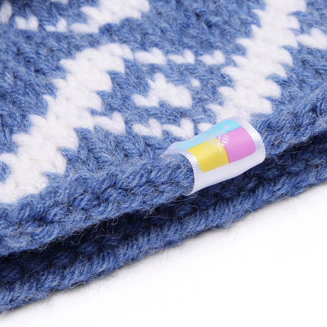 Hand Knitted Woolen ZigZag Design Headband - Denim Blue 10725