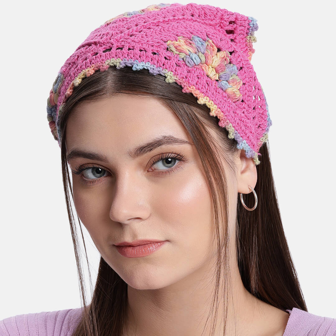 Crochet Bandana - Pink - 10729