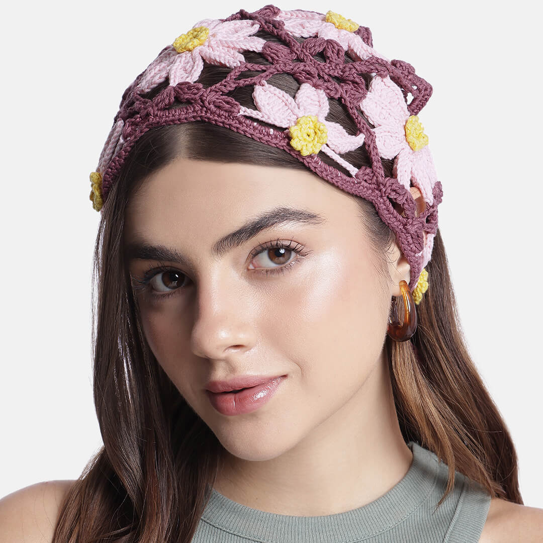 Crochet Bandana - Mauve - 10742