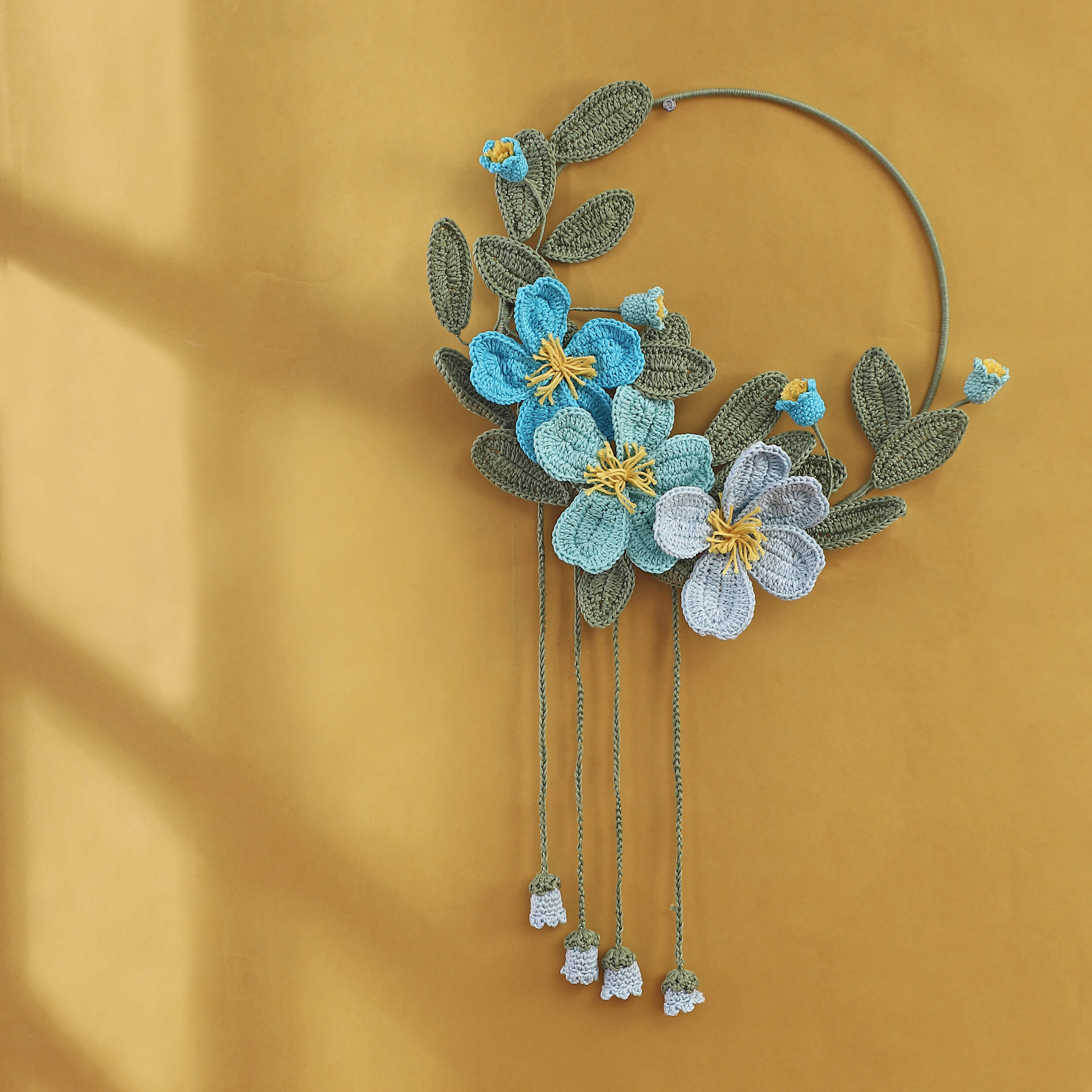 Aqua Meadow Crochet Wall Hanging