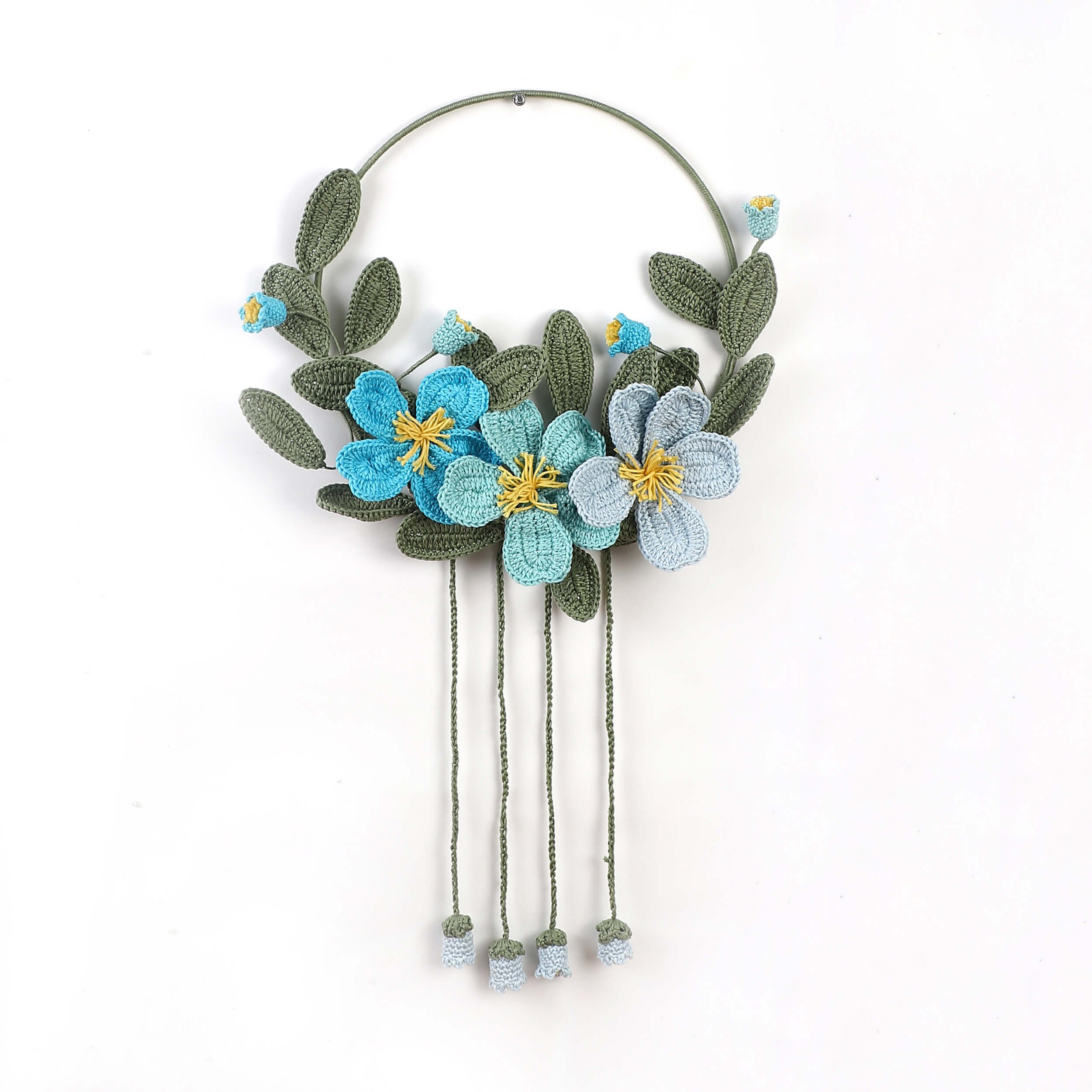 Aqua Meadow Crochet Wall Hanging