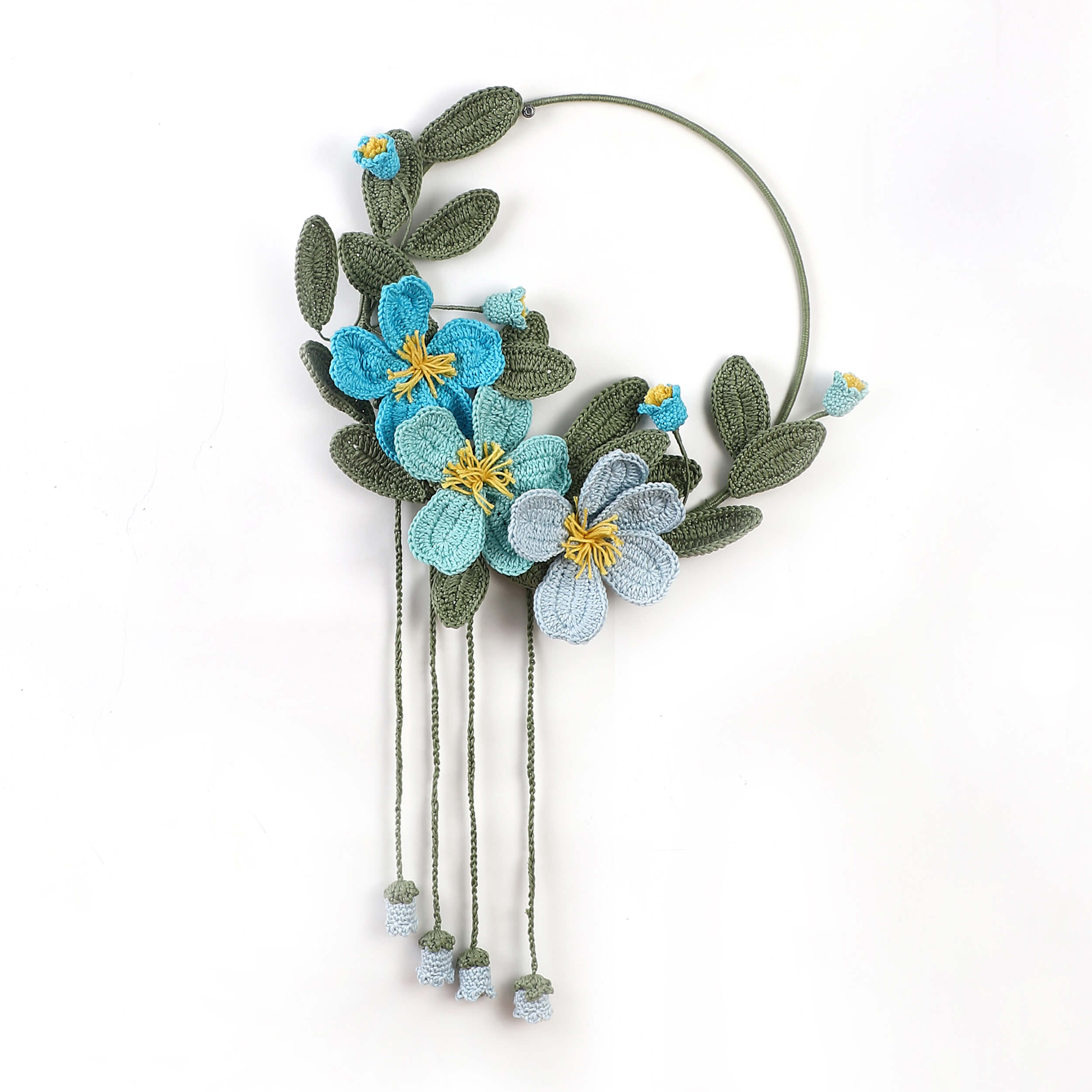 Aqua Meadow Crochet Wall Hanging