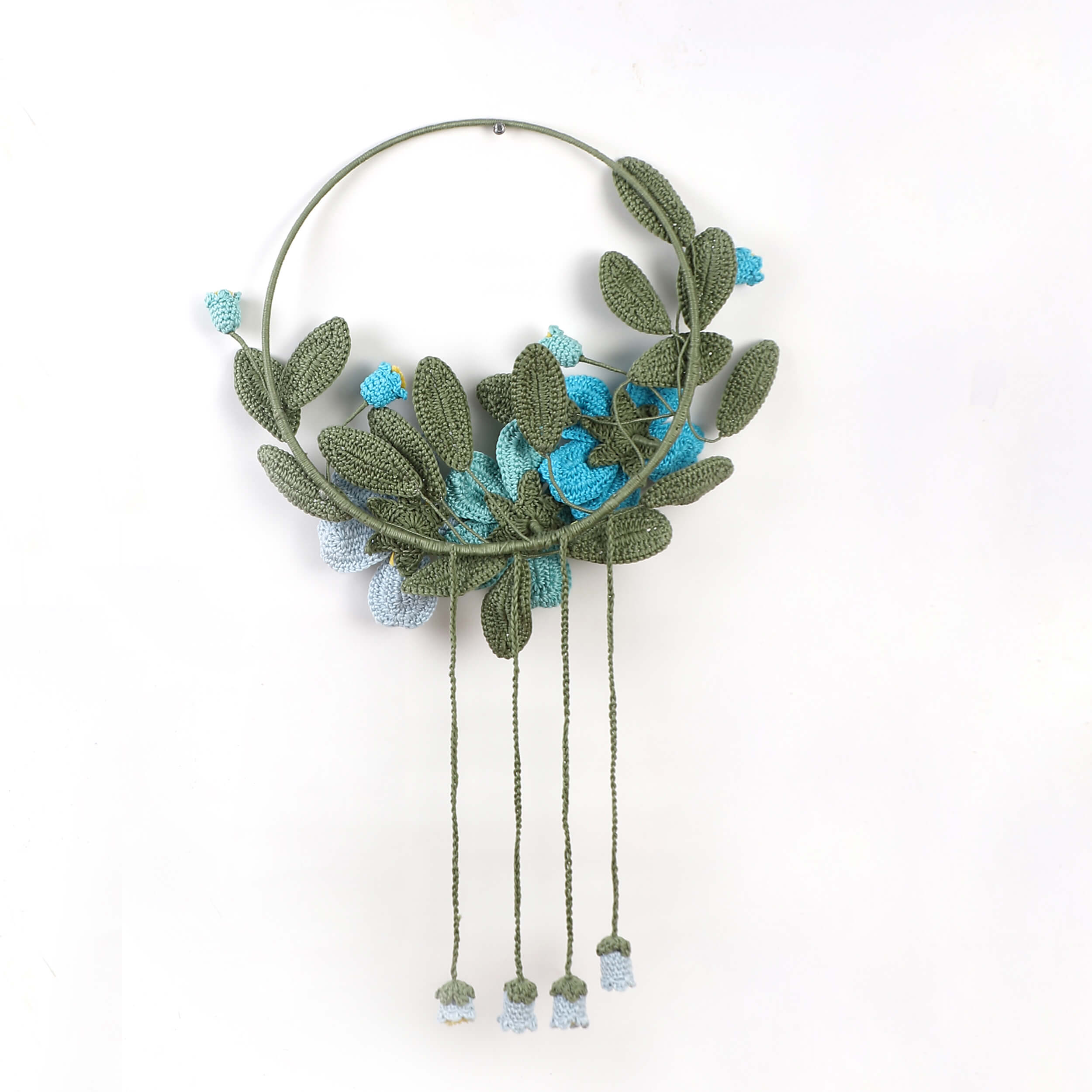 Aqua Meadow Crochet Wall Hanging