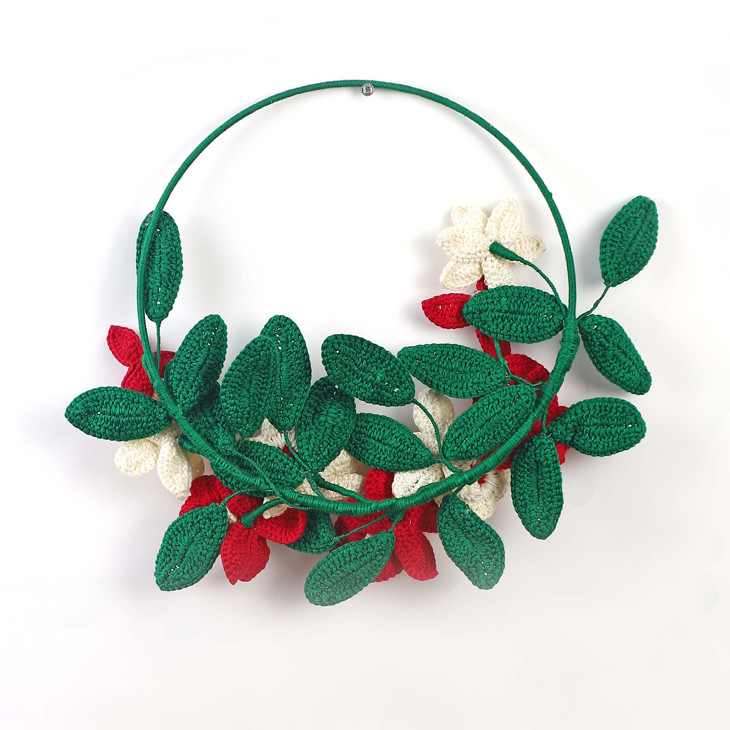 Crimson Bloom Crochet Wall Hanging