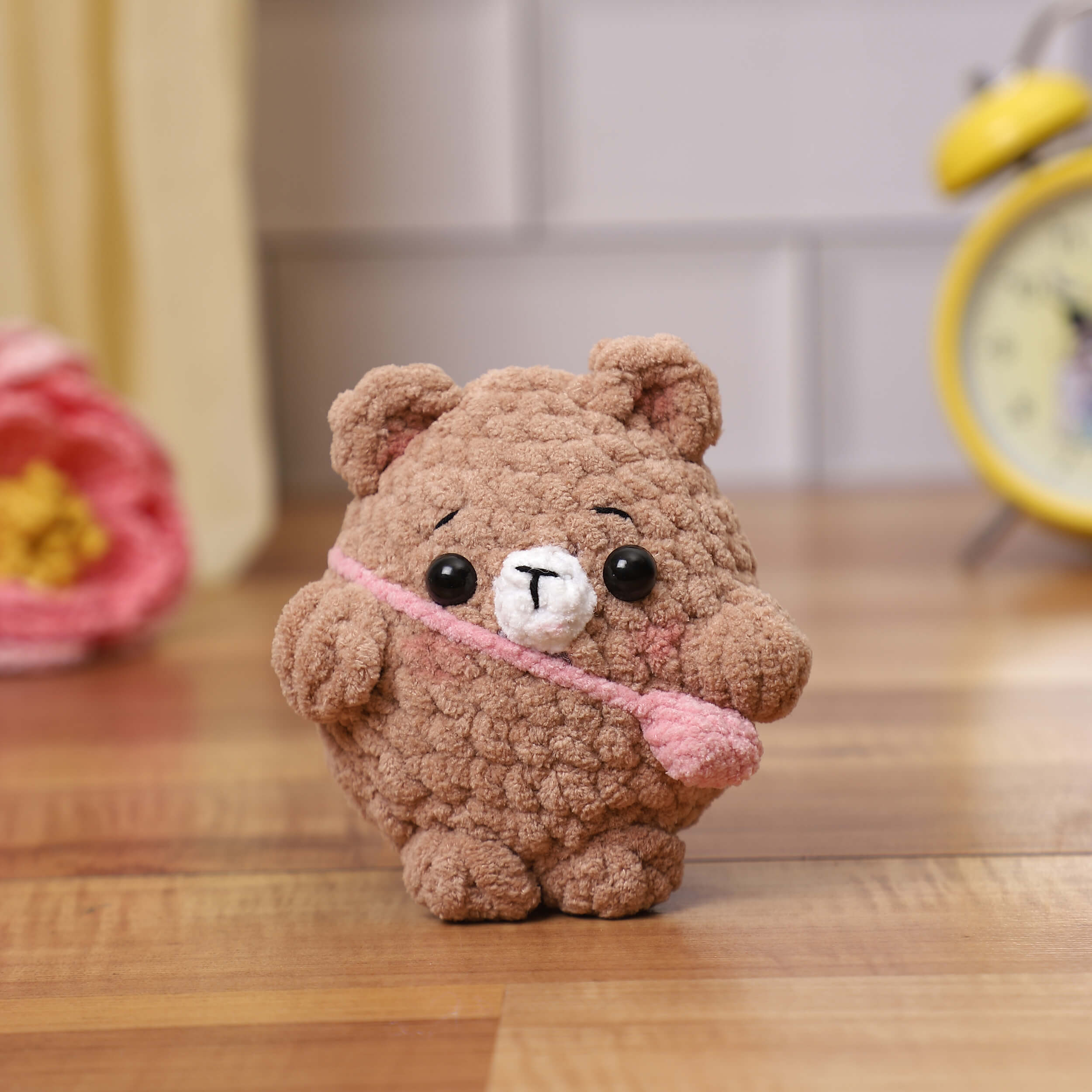 Handmade Amigurumi Plush Chubby Bear Toy - Brown