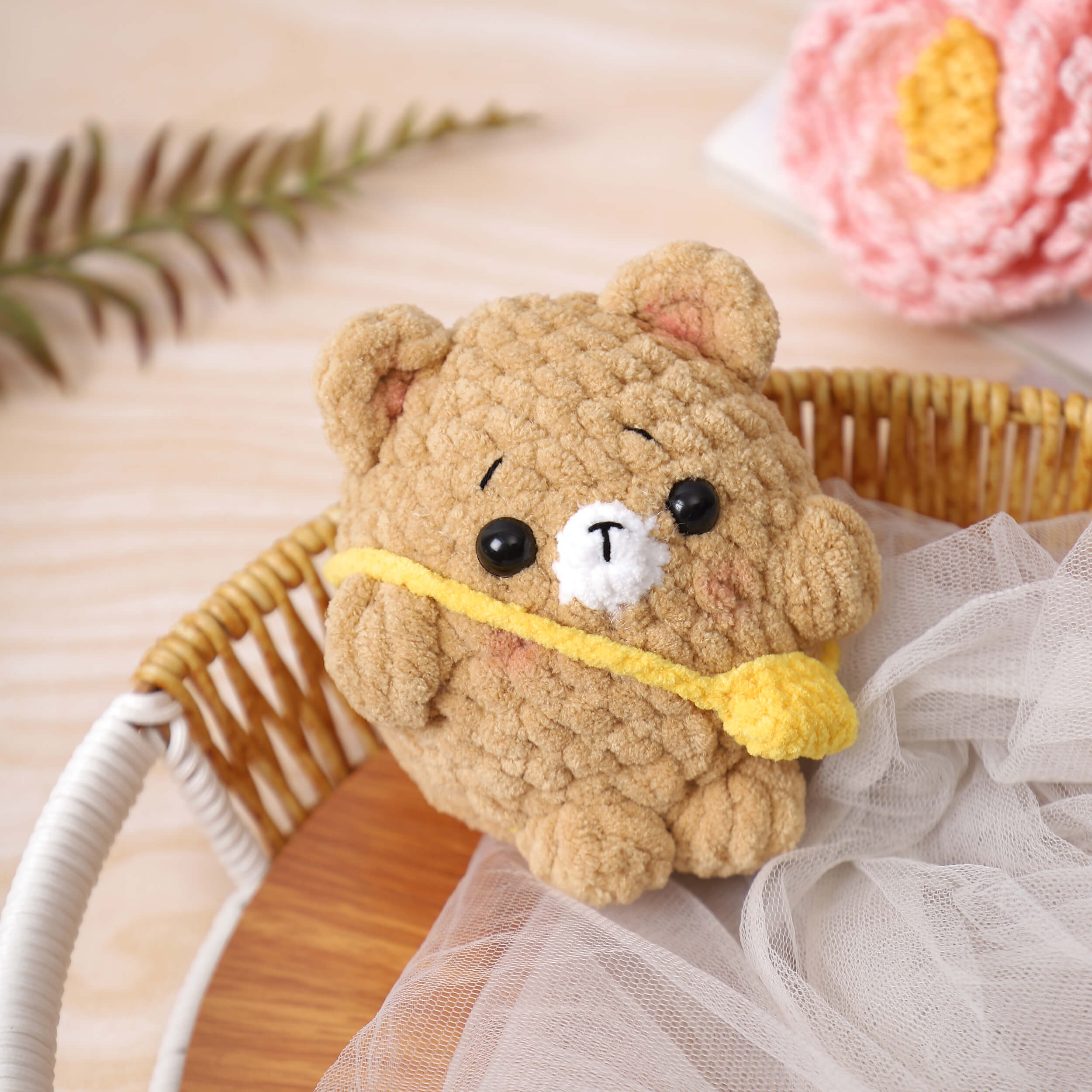 Handmade Amigurumi Plush Chubby Bear Toy - Golden Brown