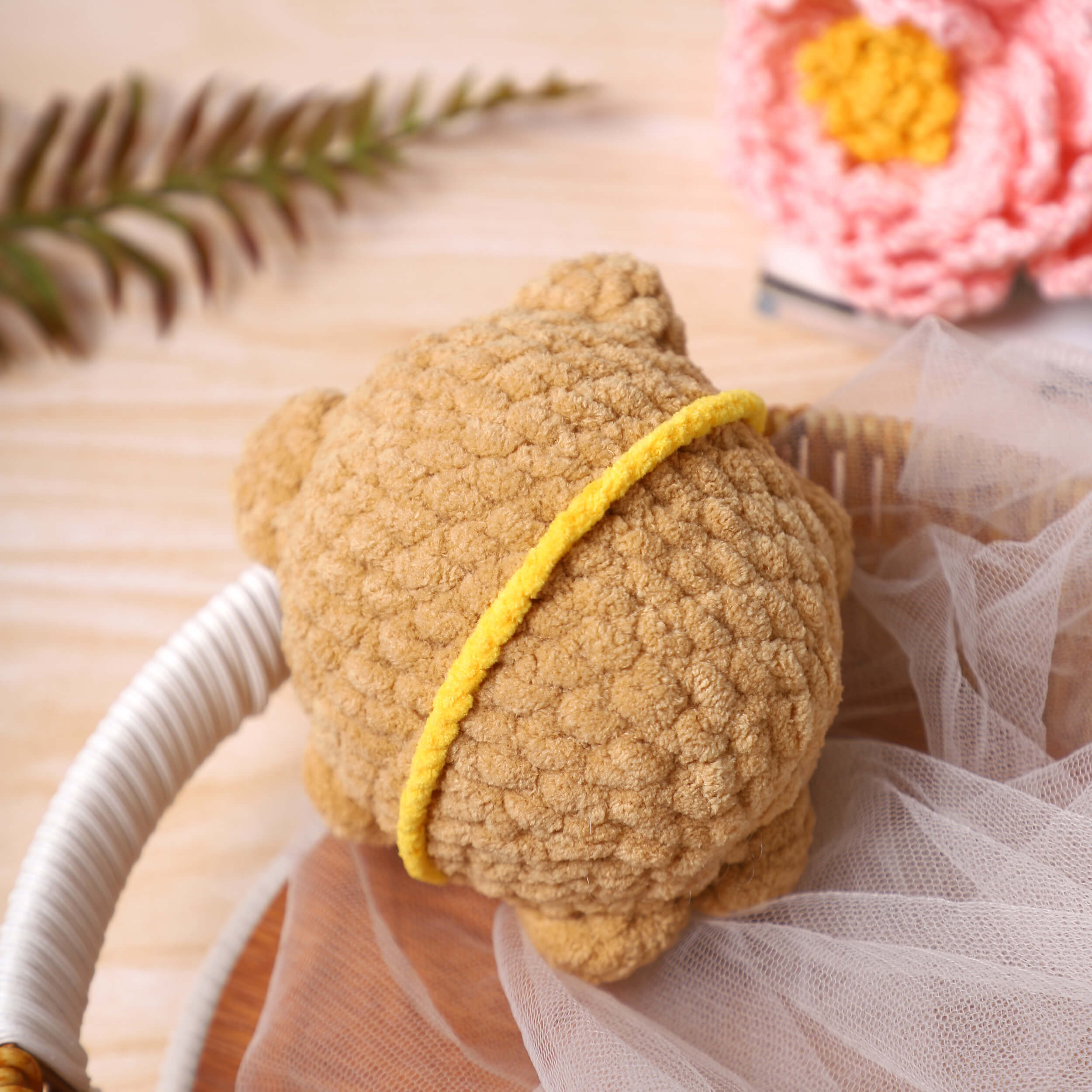 Handmade Amigurumi Plush Chubby Bear Toy - Golden Brown