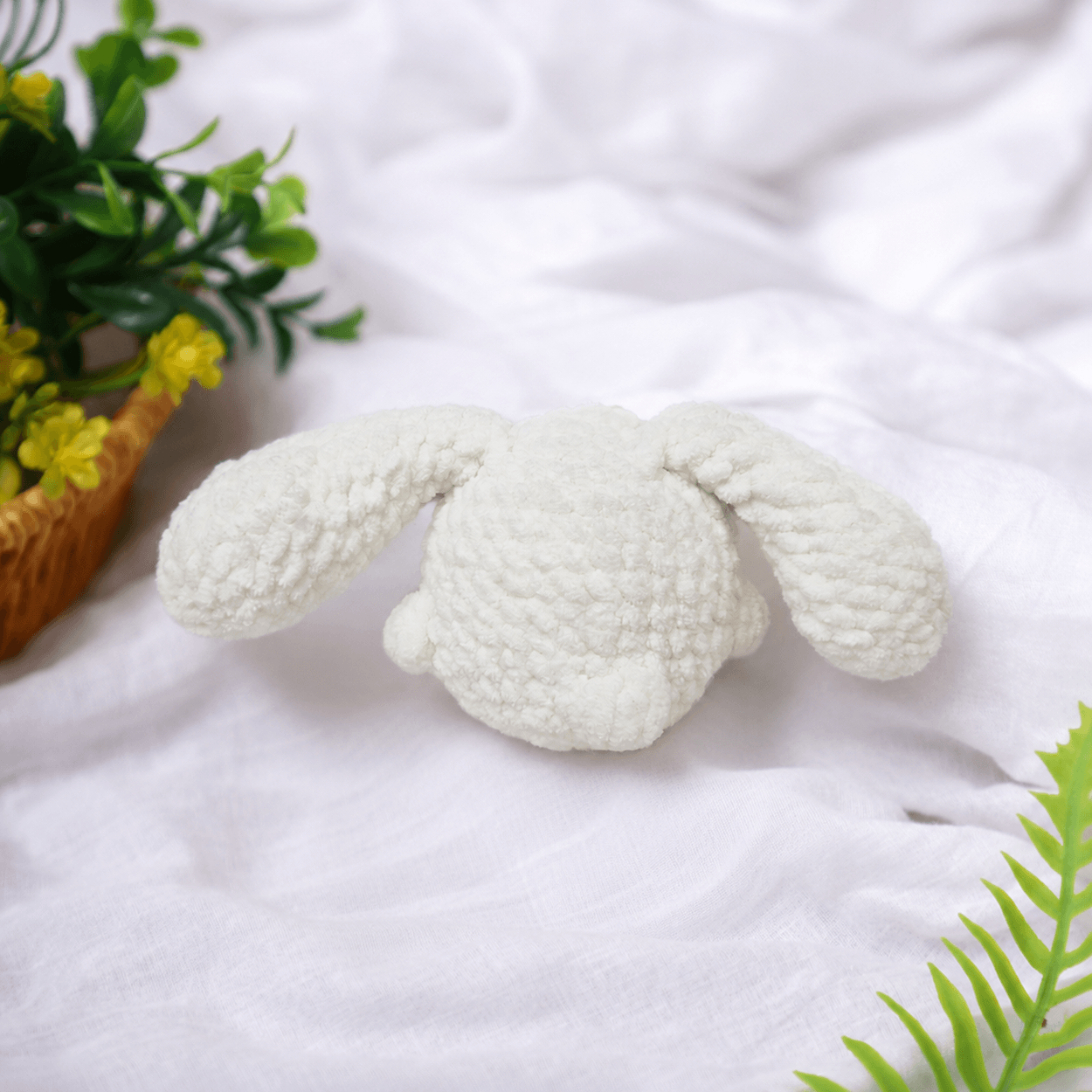 Handmade Amigurumi Plush Fluffy Long Eared Bunny Toy - Off White