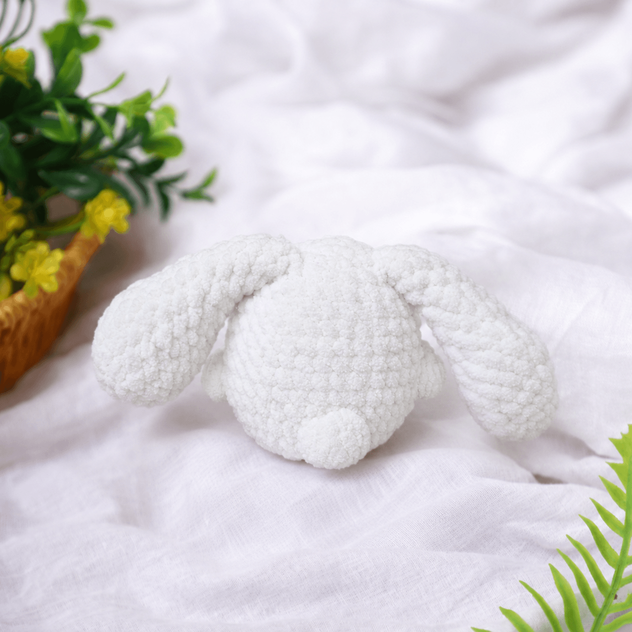Handmade Amigurumi Plush Fluffy Long Eared Bunny Toy - White