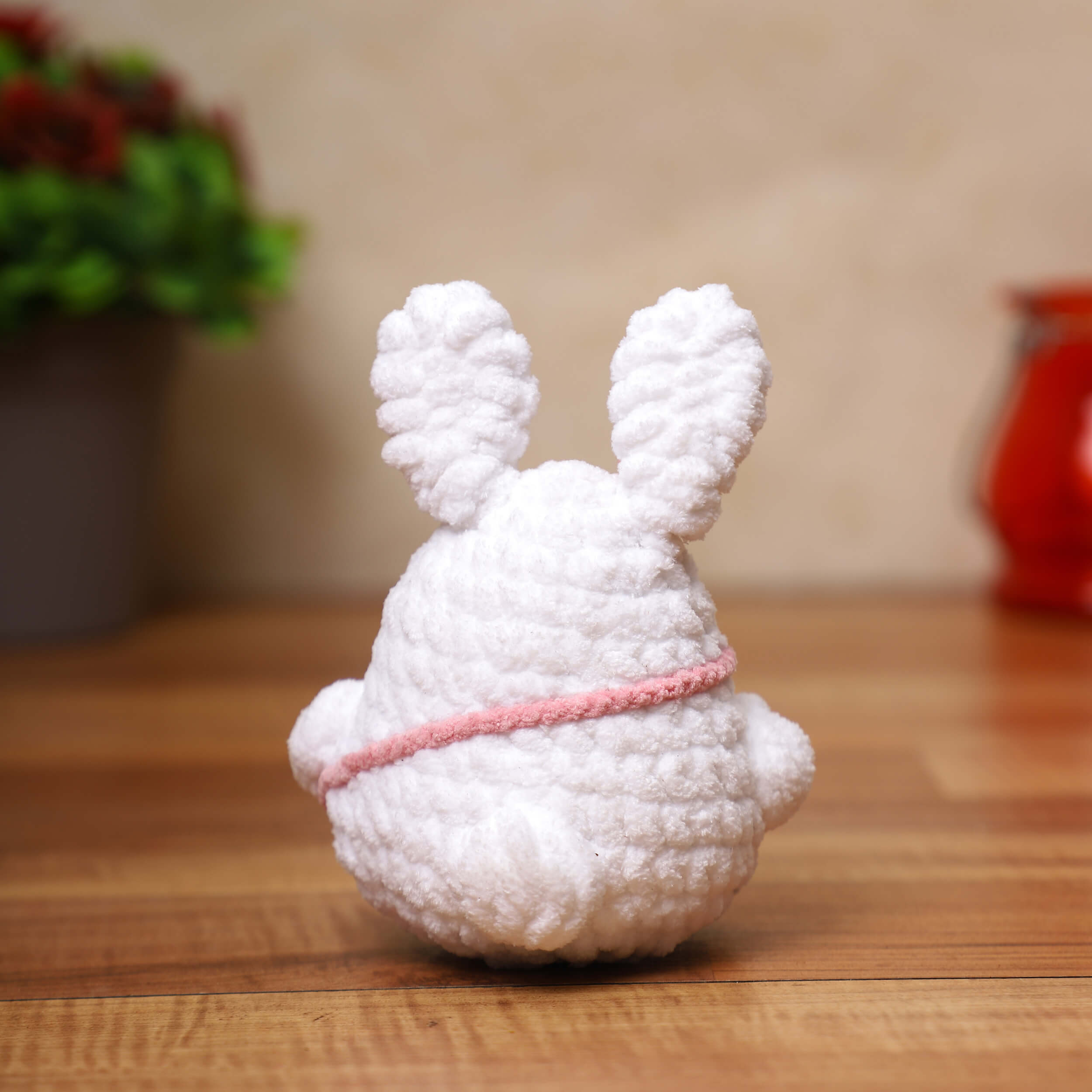Handmade Amigurumi Plush Bunny Toy With Sling Bag - White