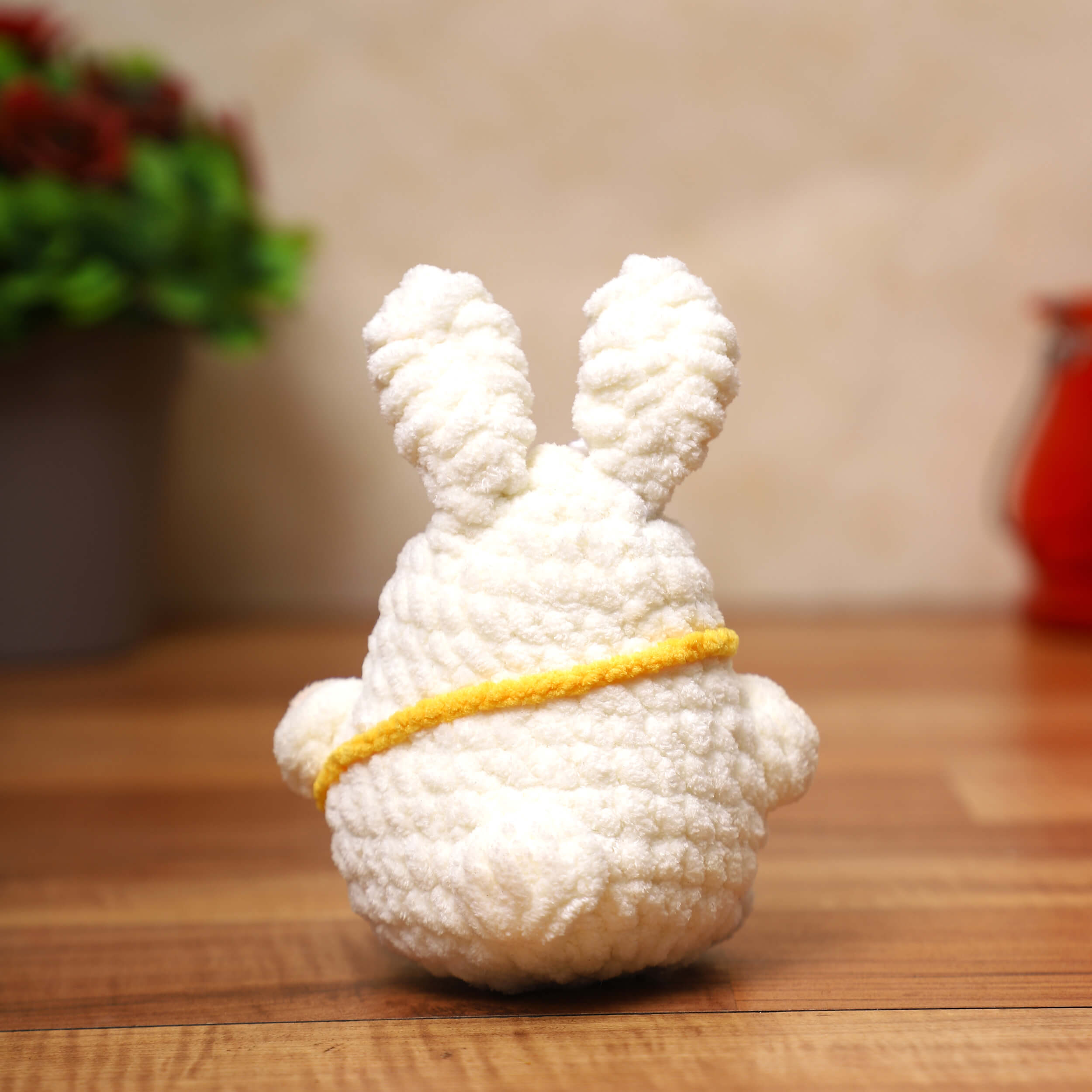 Handmade Amigurumi Plush Bunny Toy With Sling Bag - Off White