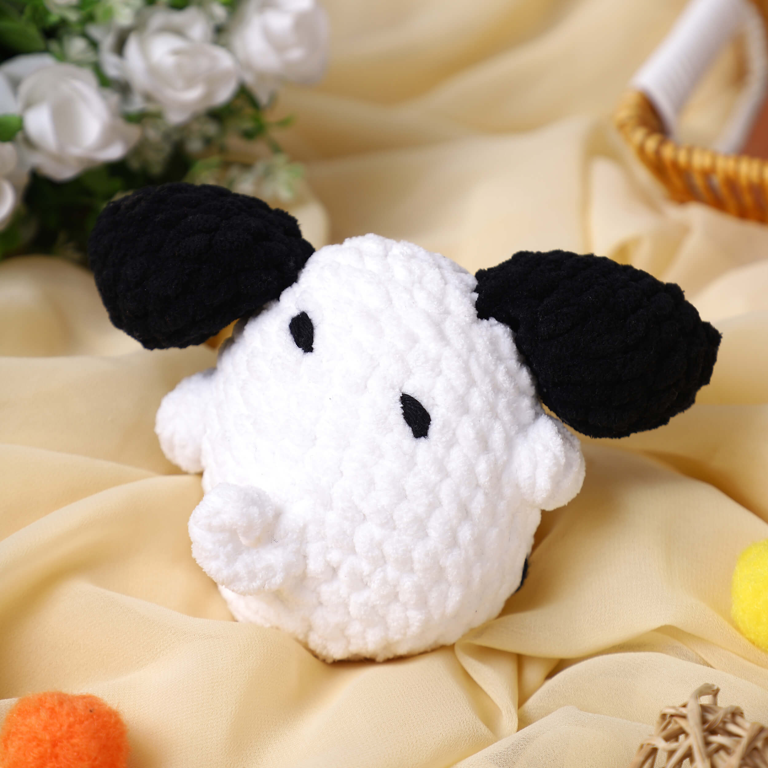 Handmade Amigurumi Plush Puppy Toy - White