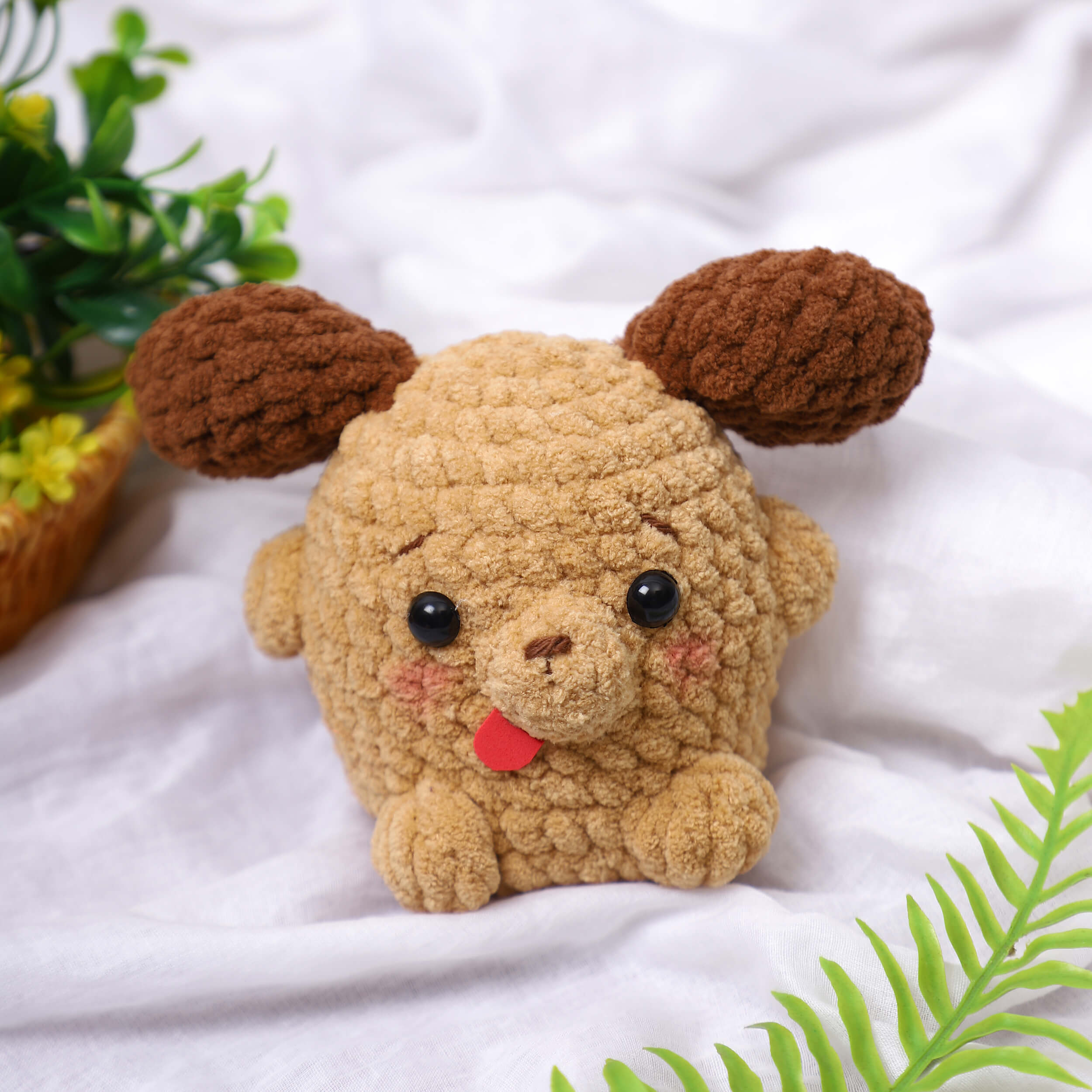 Handmade Amigurumi Plush Puppy Toy - Golden Brown