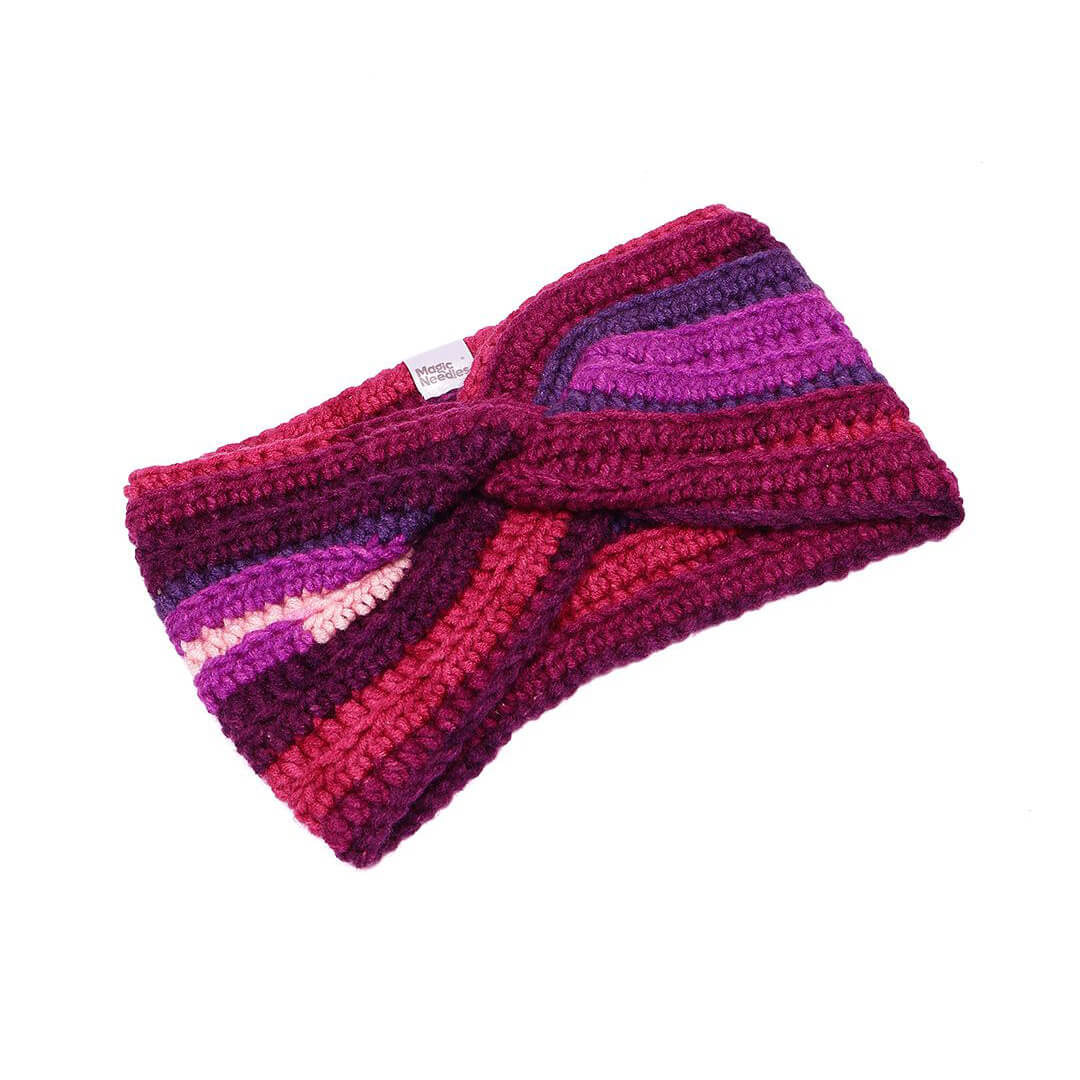 Handmade Crochet Crossover Headband - Multicolor - 10774