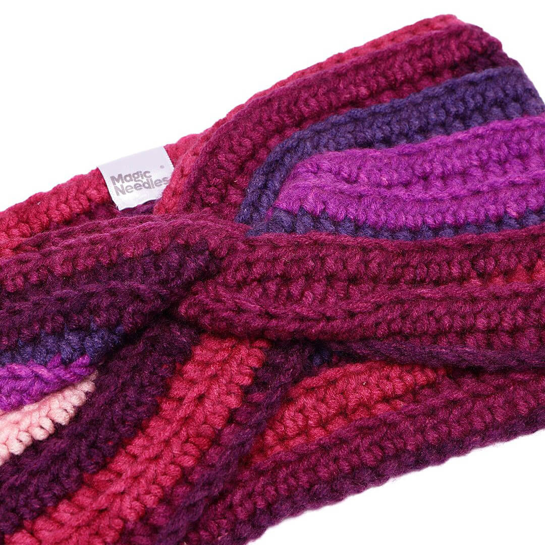 Handmade Crochet Crossover Headband - Multicolor - 10774