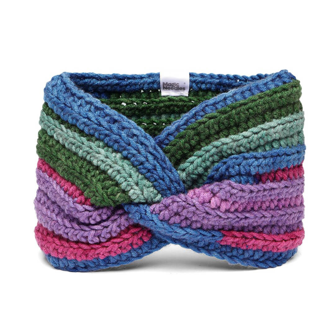 Handmade Crochet Crossover Headband - Multicolor - 10775