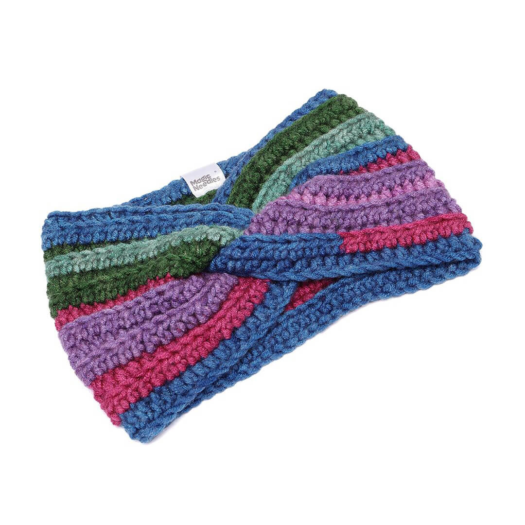 Handmade Crochet Crossover Headband - Multicolor - 10775