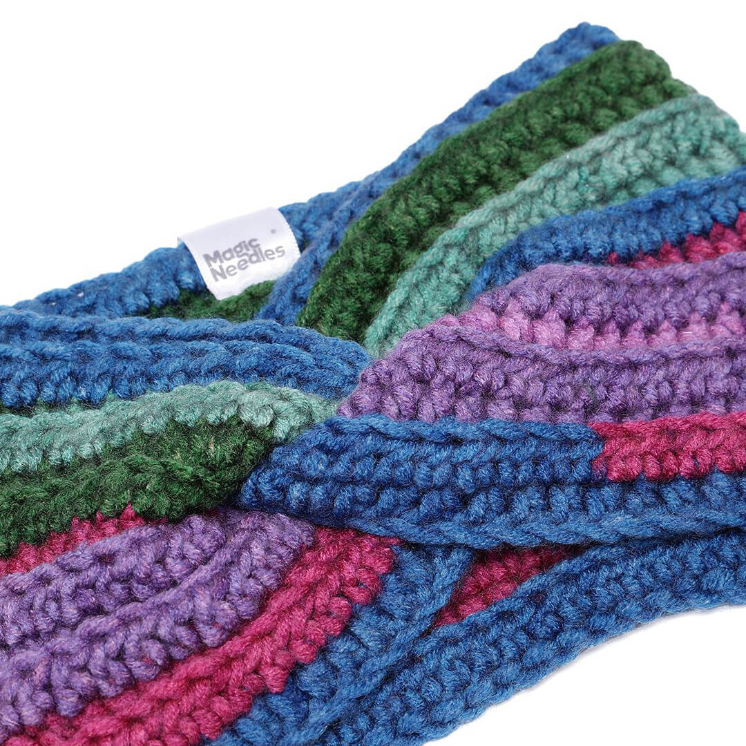 Handmade Crochet Crossover Headband - Multicolor - 10775
