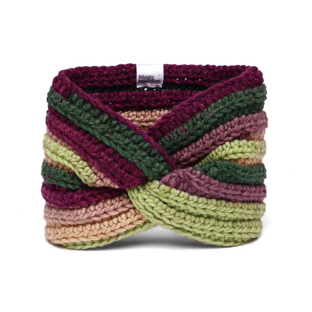 Handmade Crochet Crossover Headband - Multicolor - 10777