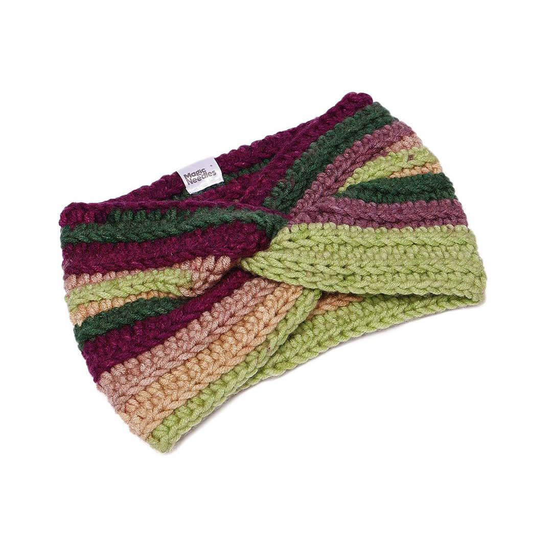 Handmade Crochet Crossover Headband - Multicolor - 10777