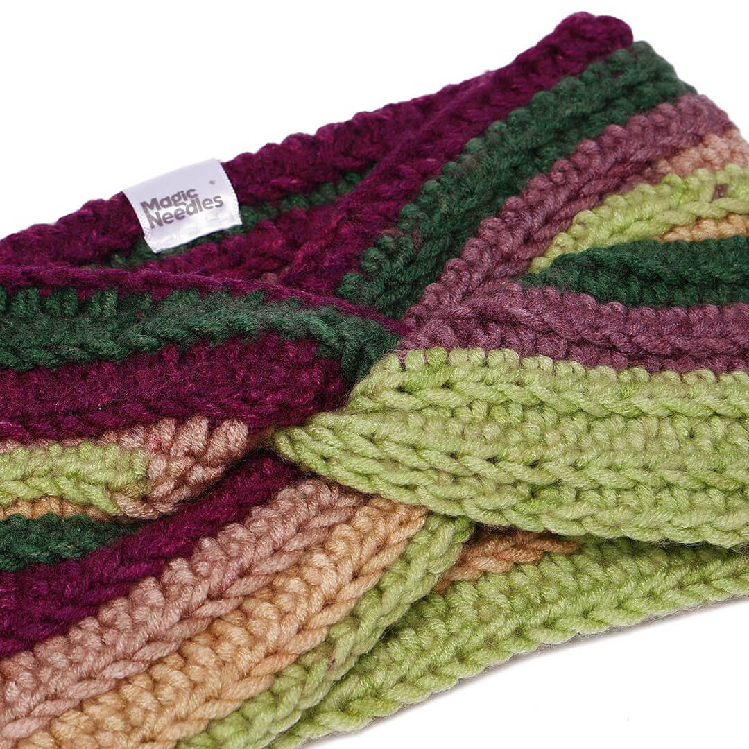 Handmade Crochet Crossover Headband - Multicolor - 10777