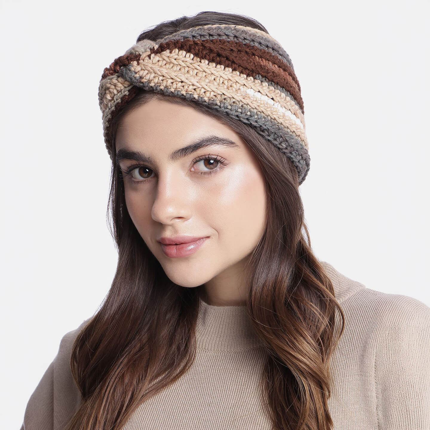 Handmade Crochet Crossover Headband - Multicolor - 10778