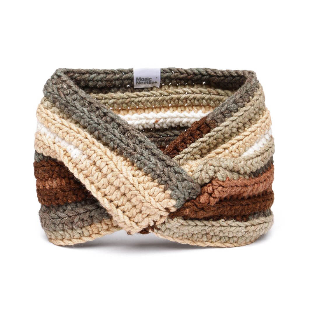 Handmade Crochet Crossover Headband - Multicolor - 10778