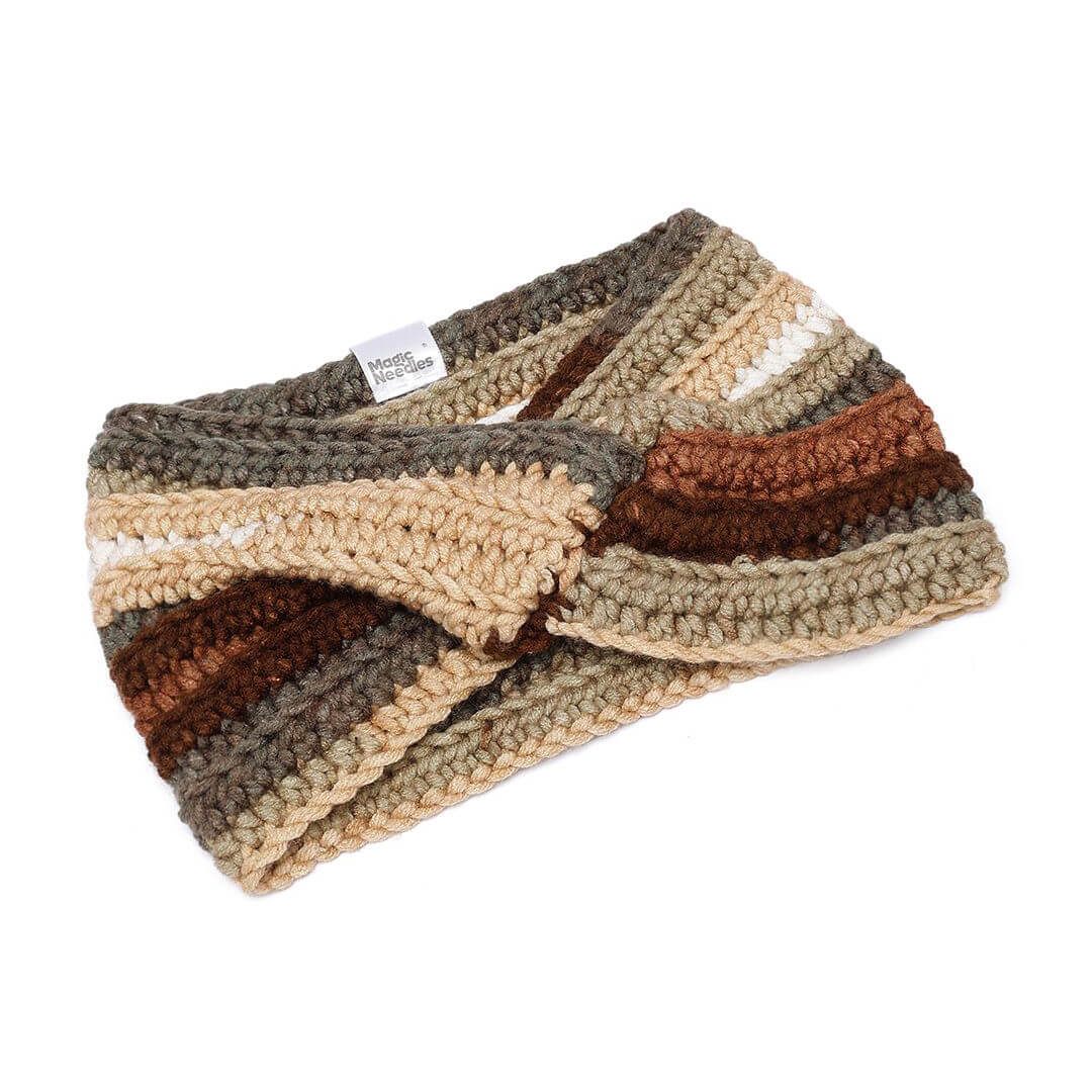 Handmade Crochet Crossover Headband - Multicolor - 10778