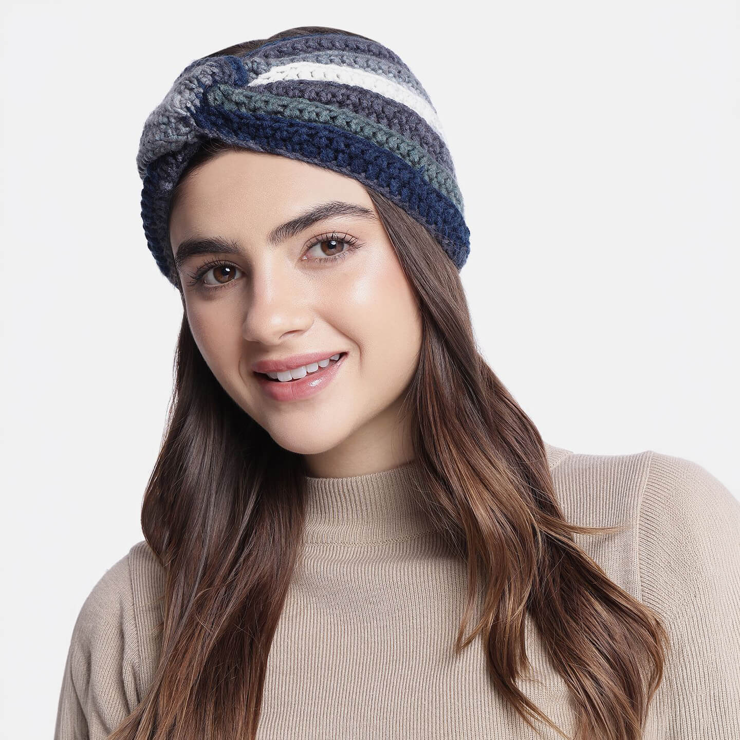 Handmade Crochet Crossover Headband - Multicolor - 10779