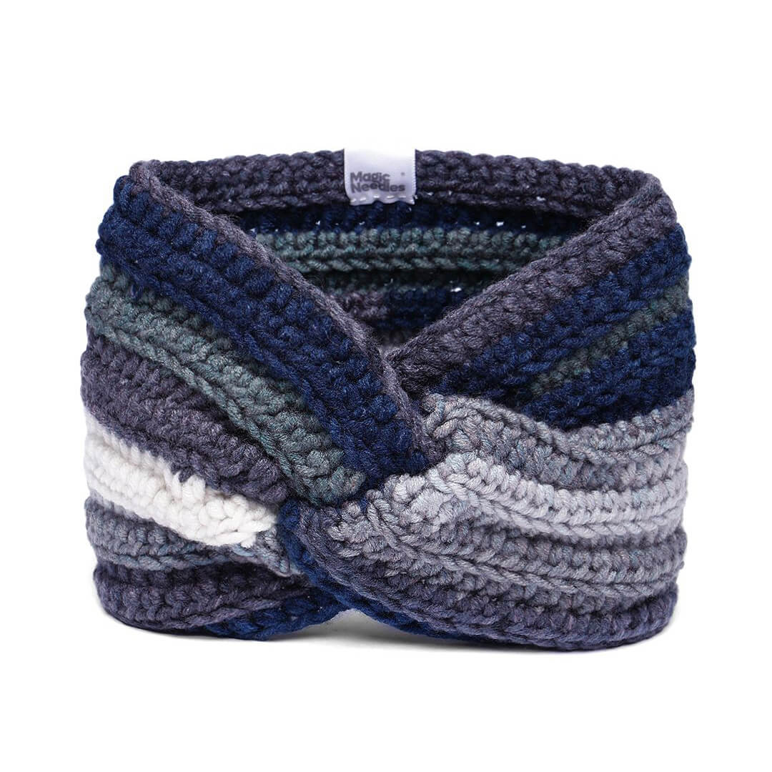 Handmade Crochet Crossover Headband - Multicolor - 10779