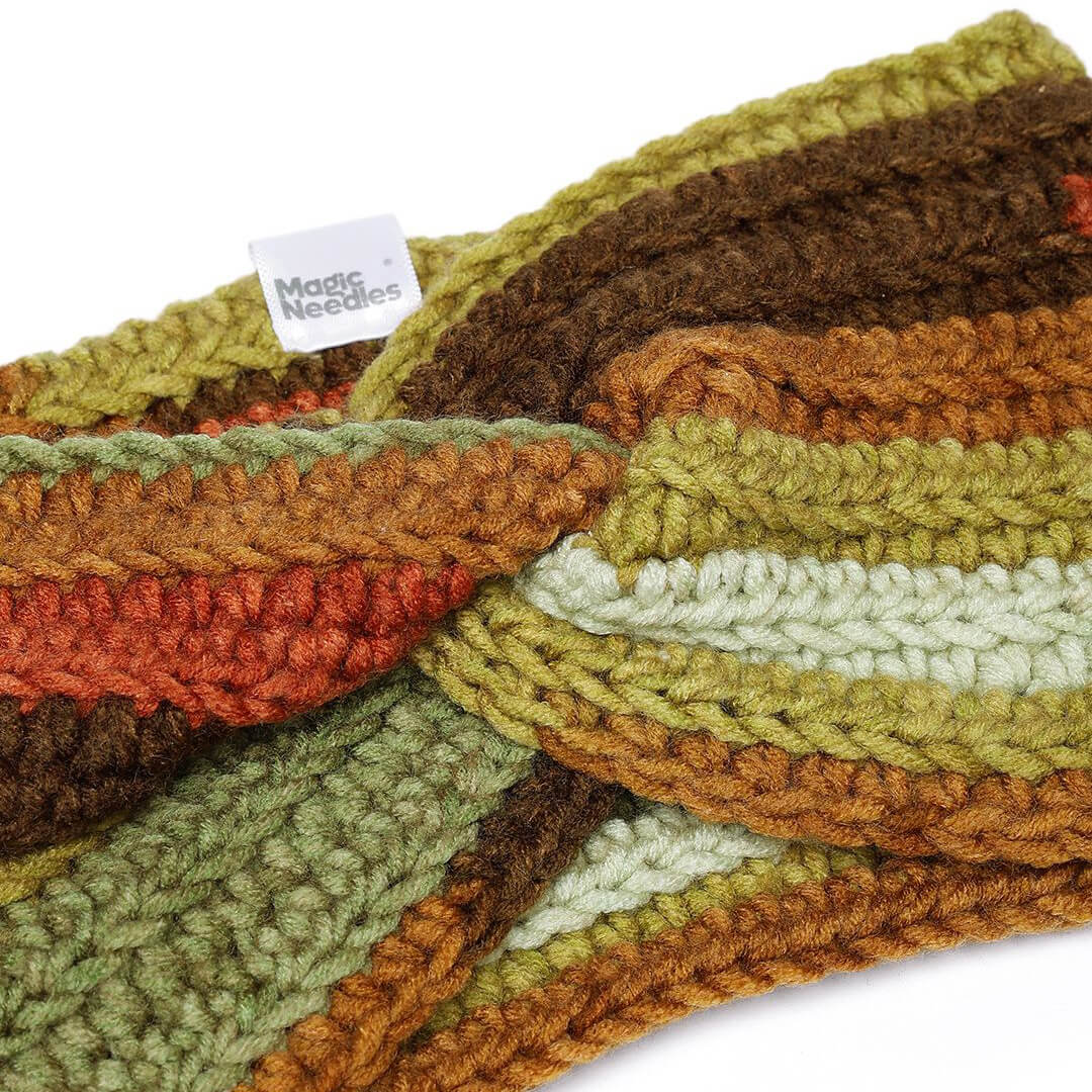 Handmade Crochet Crossover Headband - Multicolor - 10780