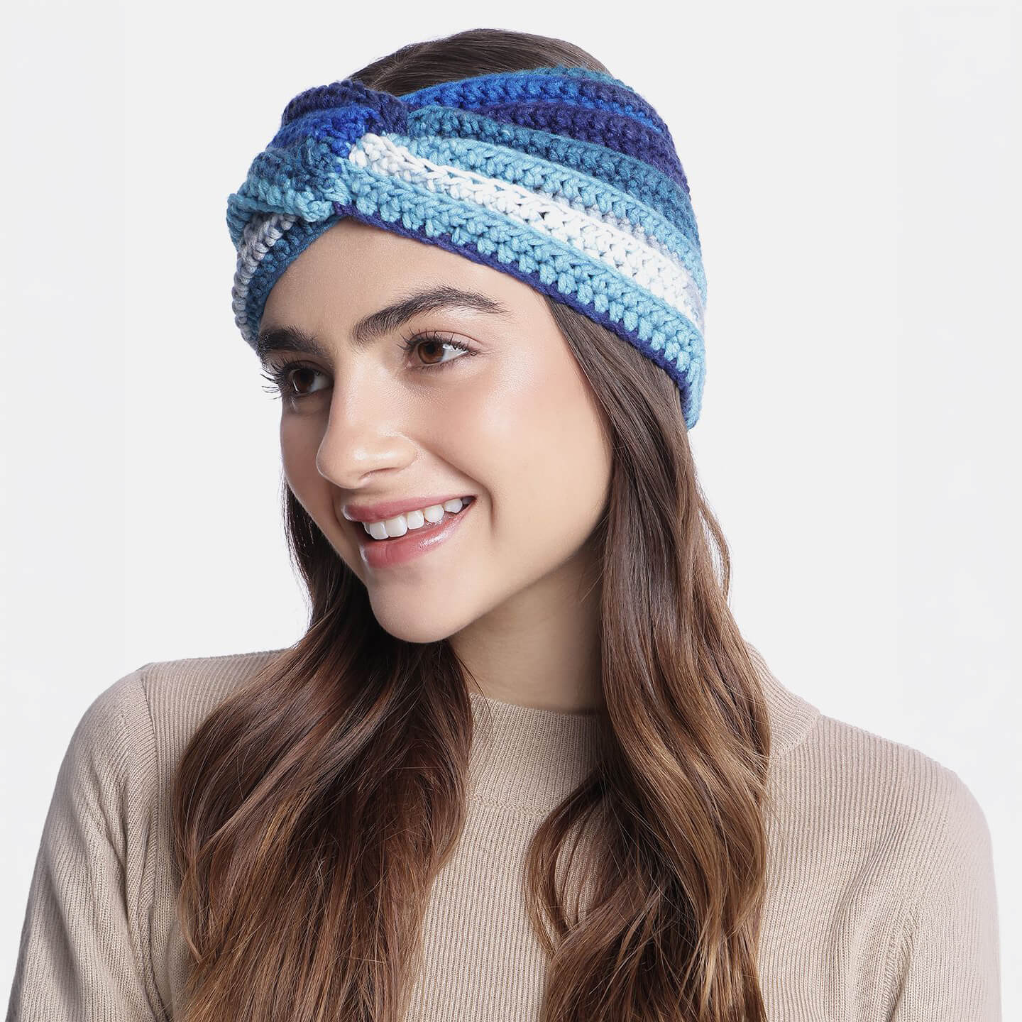 Handmade Crochet Crossover Headband - Multicolor - 10781
