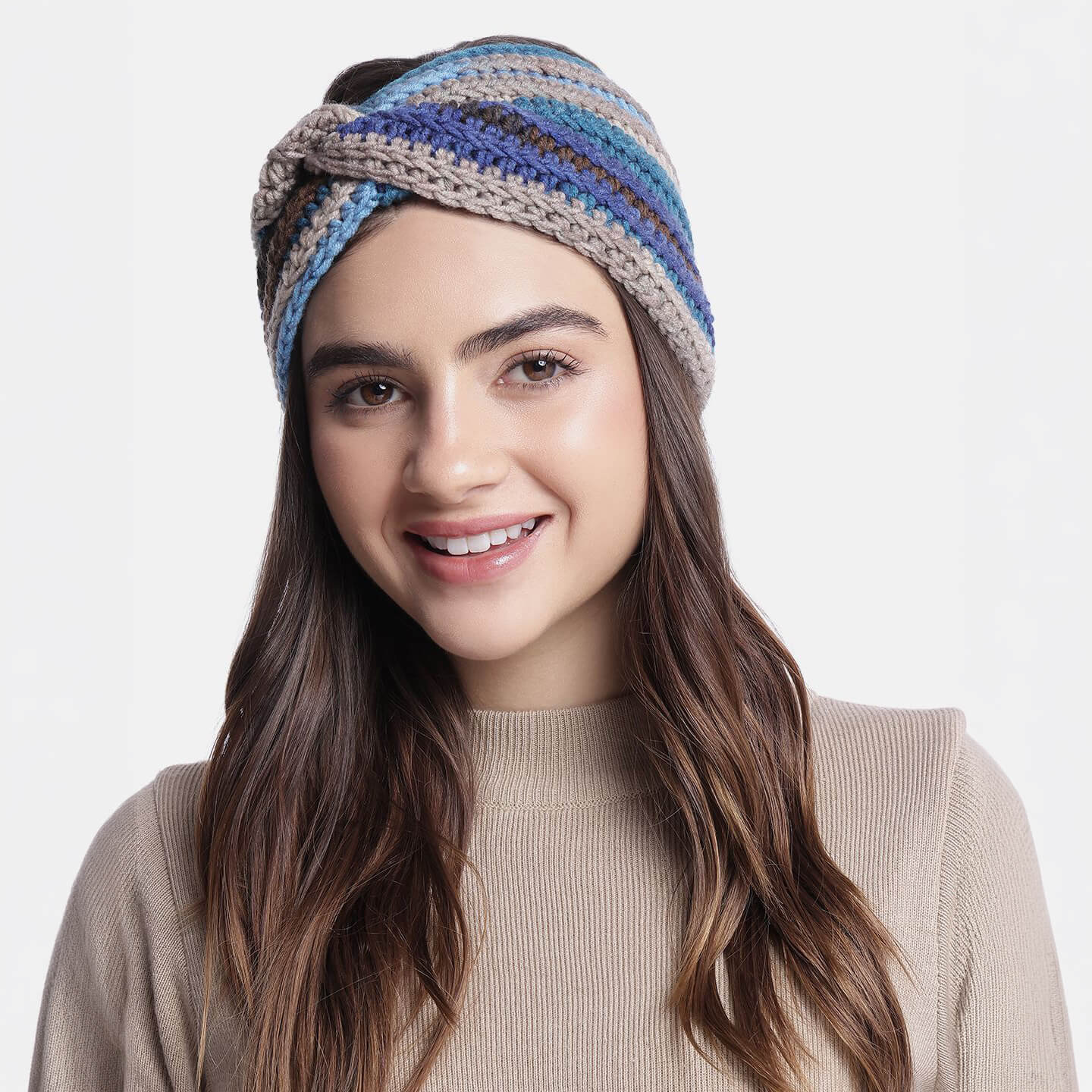 Handmade Crochet Crossover Headband - Multicolor - 10782