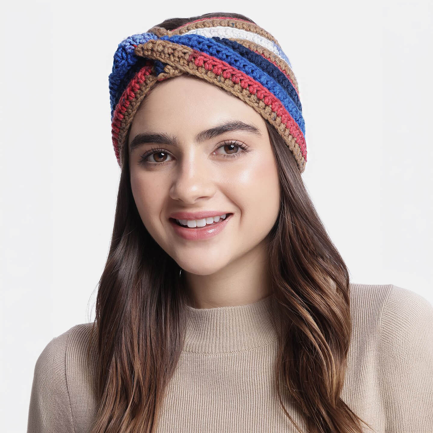 Handmade Crochet Crossover Headband - Multicolor - 10783