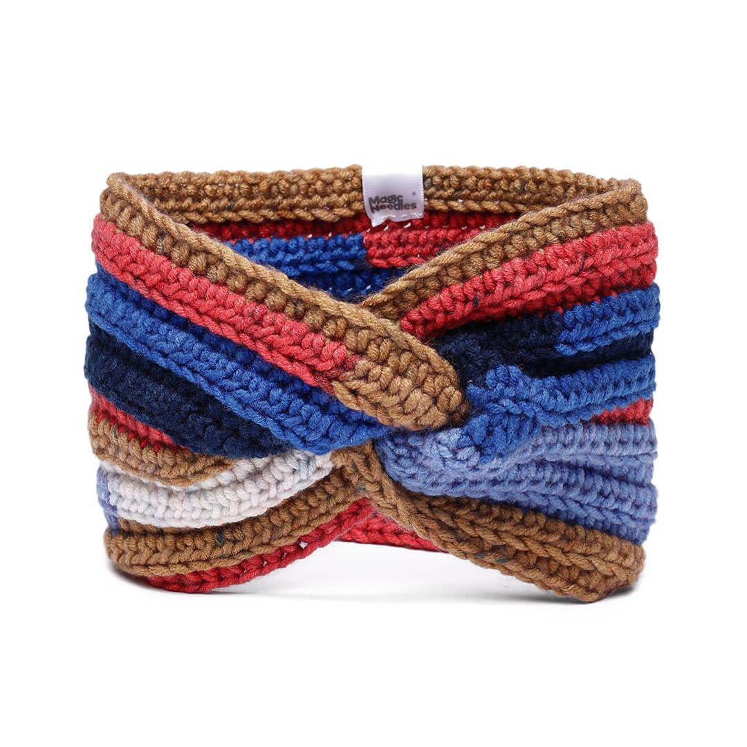 Handmade Crochet Crossover Headband - Multicolor - 10783