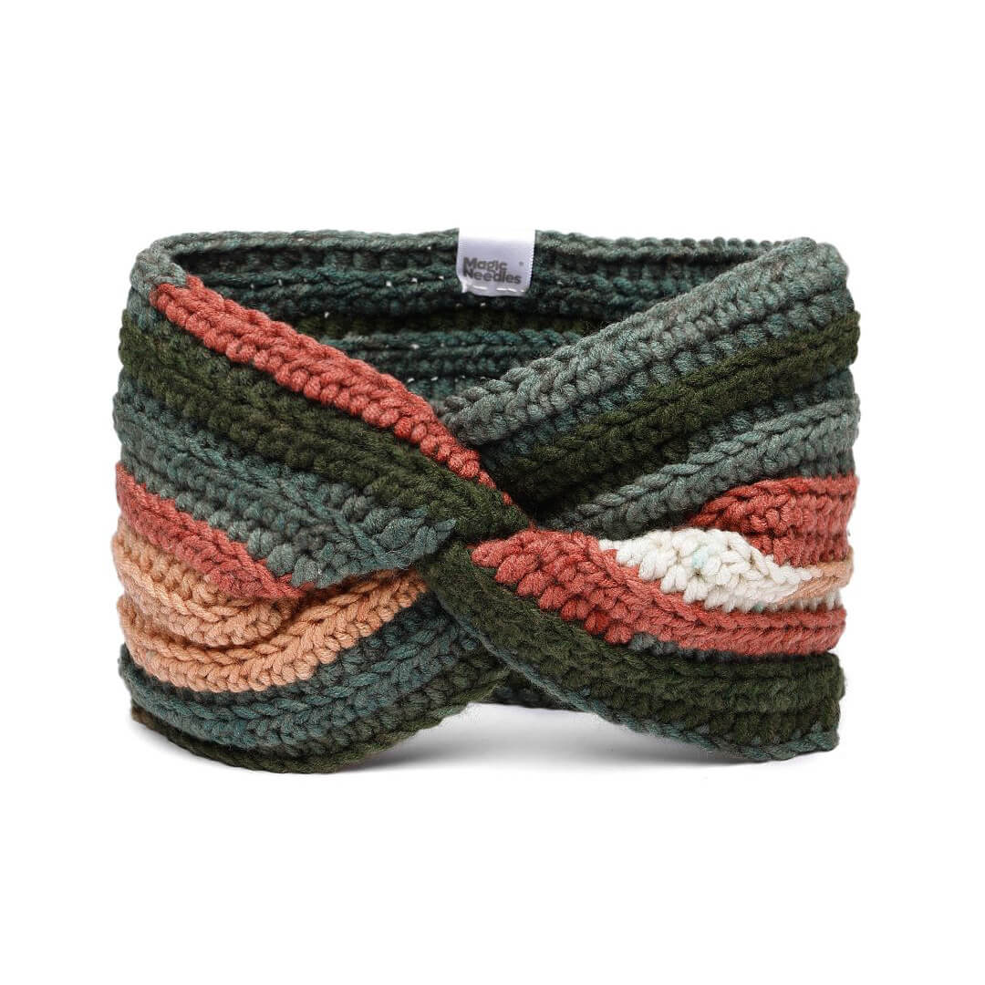 Handmade Crochet Crossover Headband - Multicolor - 10784