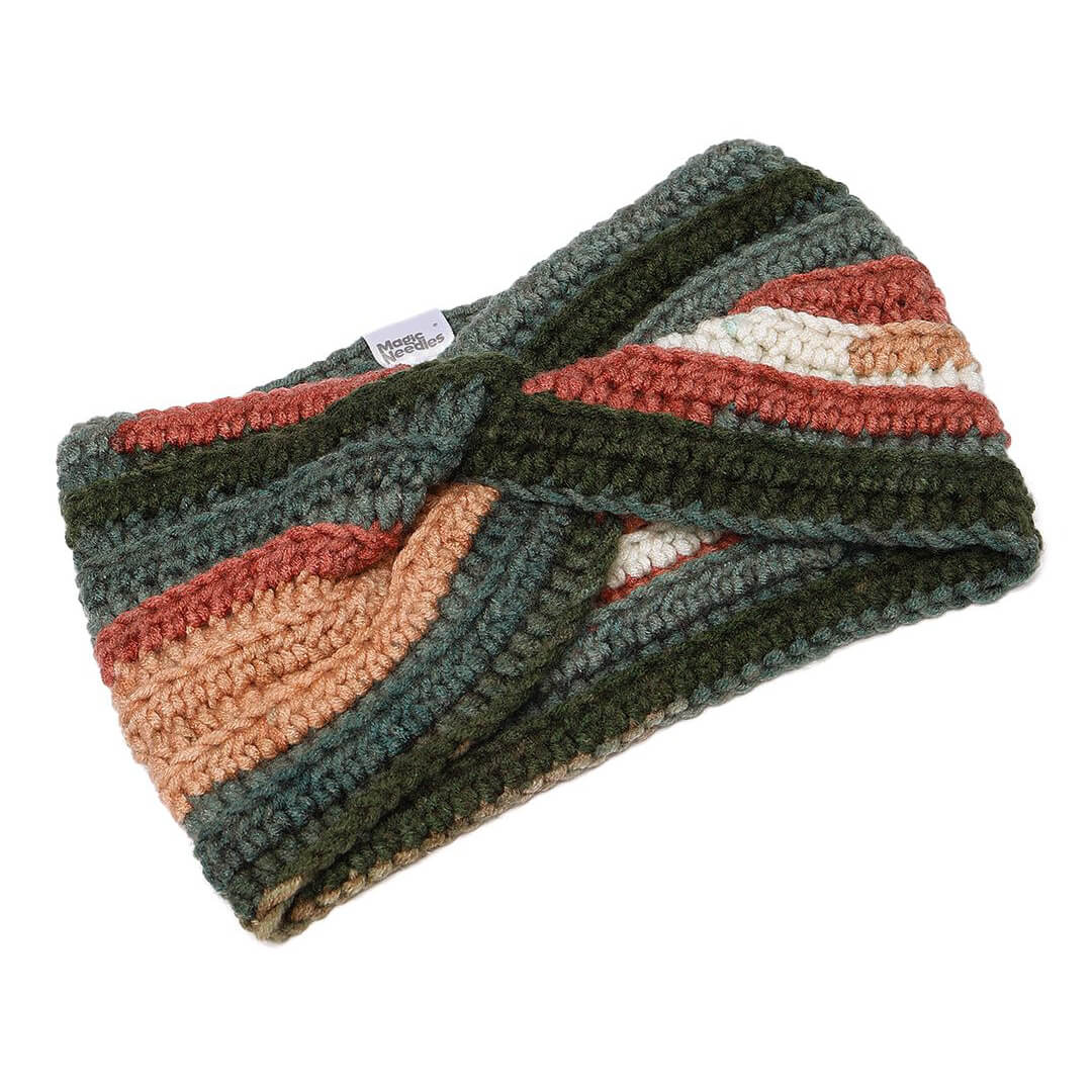 Handmade Crochet Crossover Headband - Multicolor - 10784