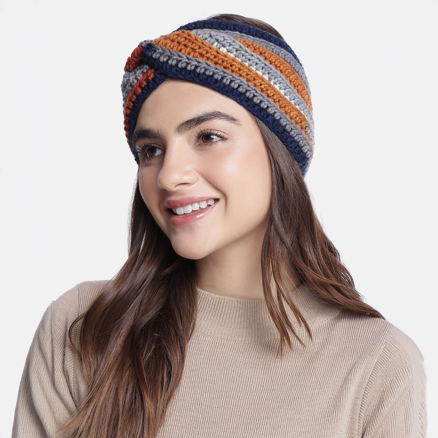 Handmade Crochet Crossover Headband - Multicolor - 10785