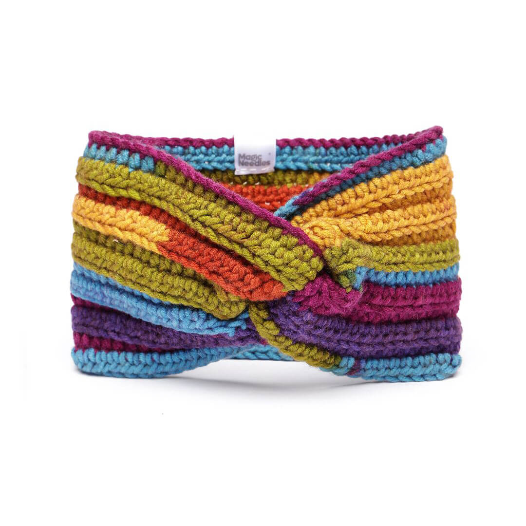 Handmade Crochet Crossover Headband - Multicolor - 10786