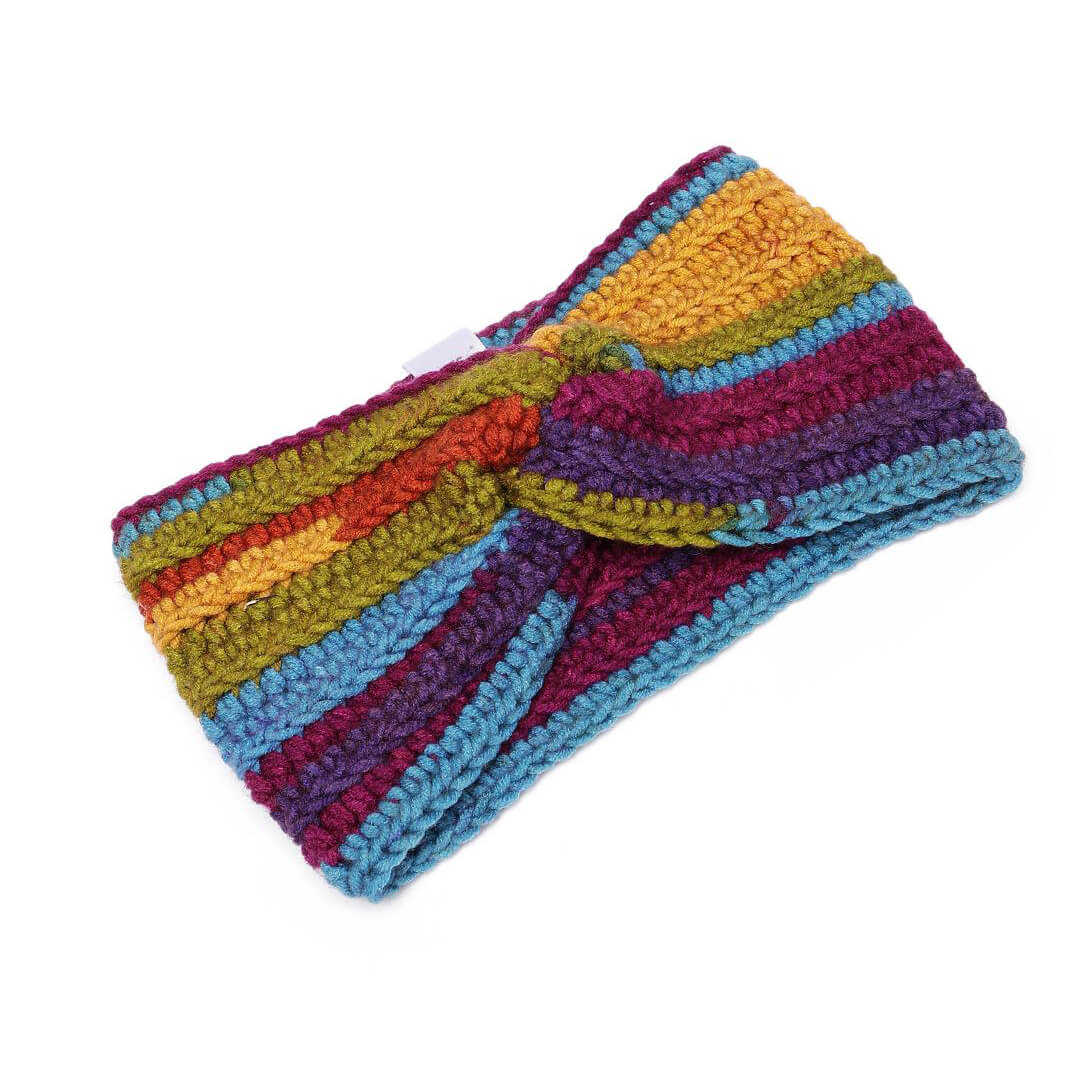 Handmade Crochet Crossover Headband - Multicolor - 10786