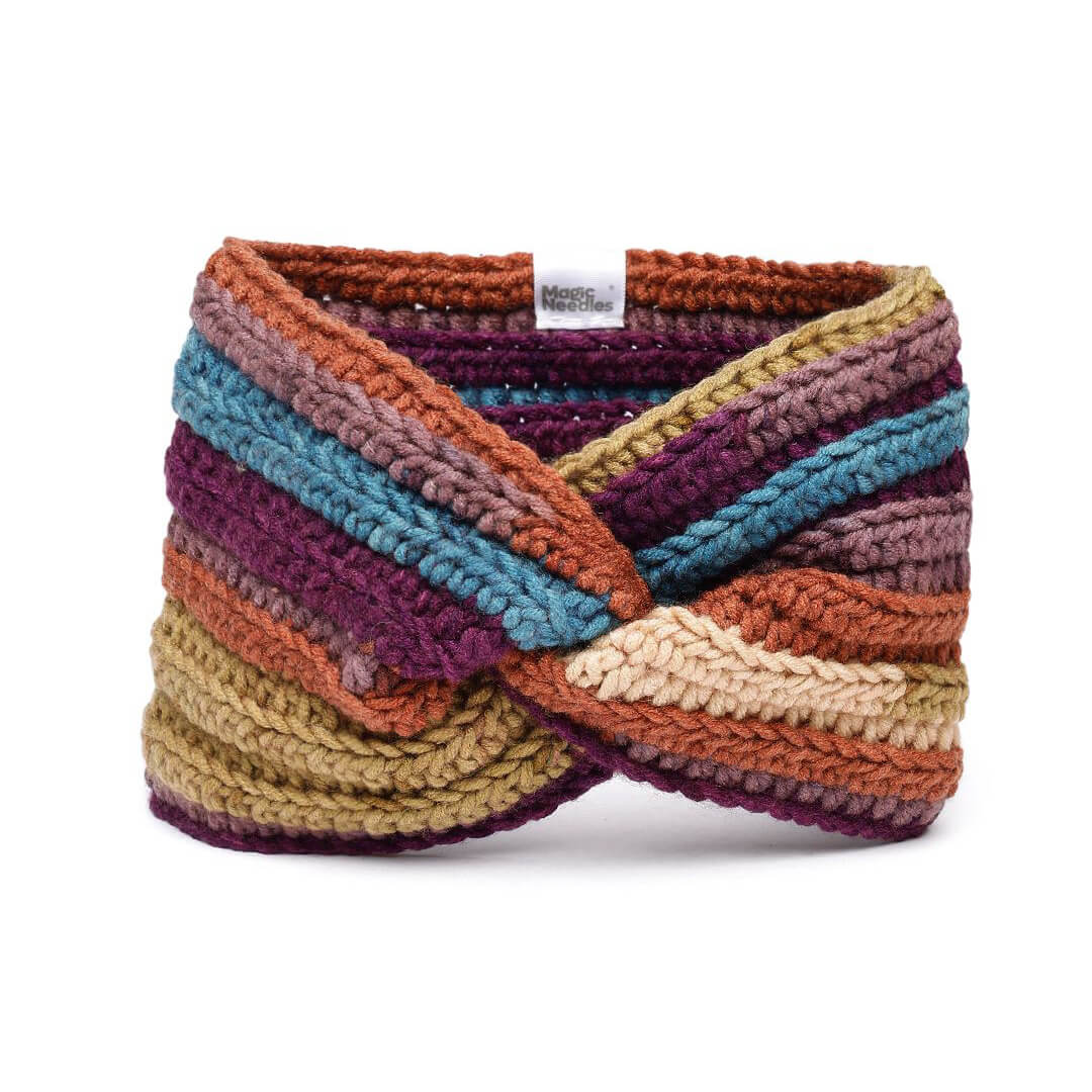 Handmade Crochet Crossover Headband - Multicolor - 10787