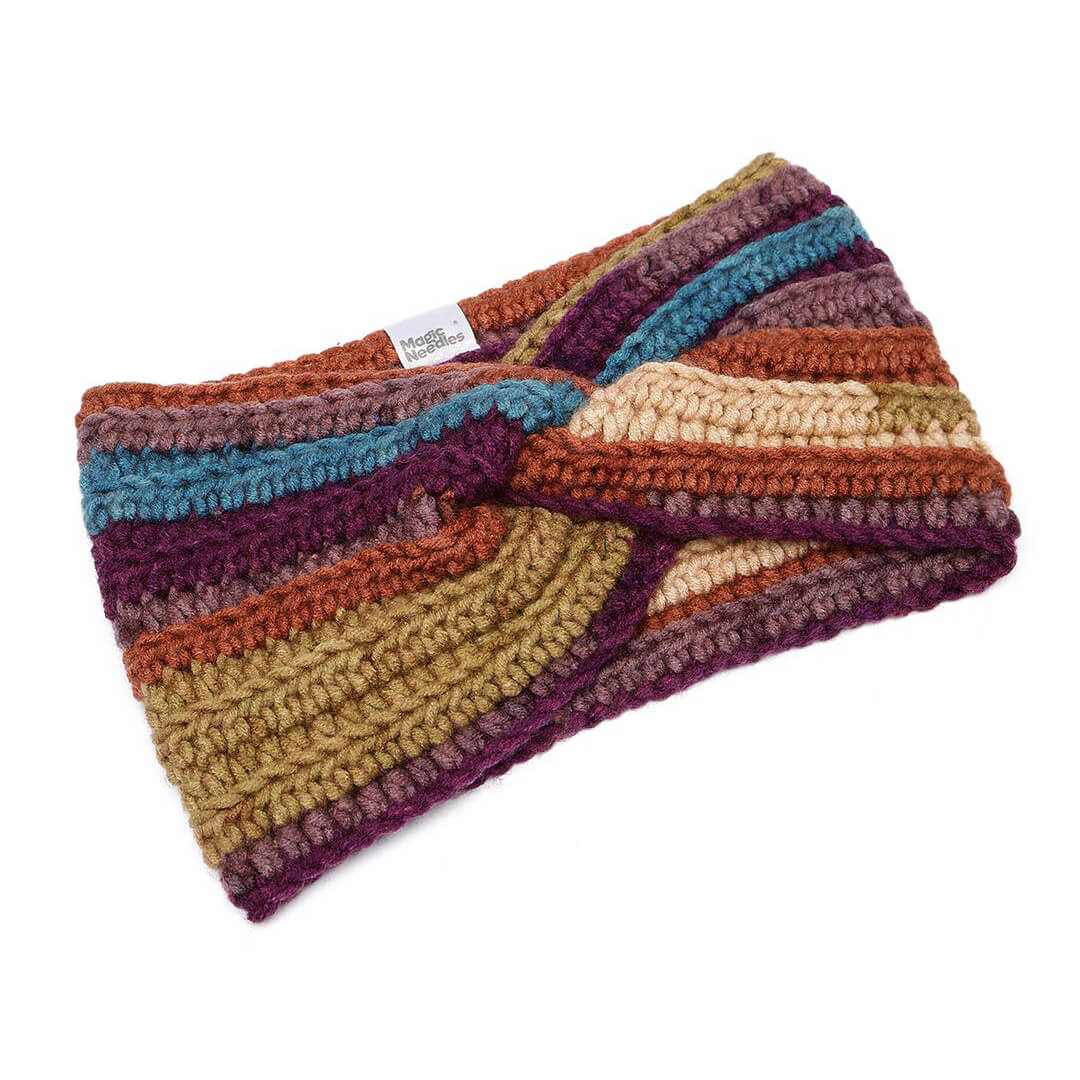 Handmade Crochet Crossover Headband - Multicolor - 10787