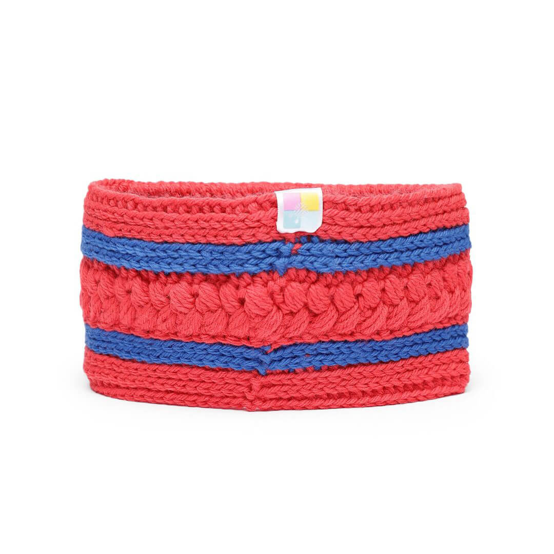 Handmade Crochet Self Design Headband - Red - 10788