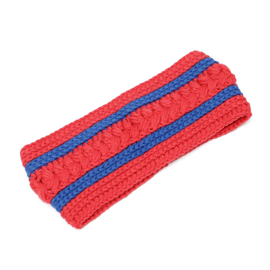 Handmade Crochet Self Design Headband - Red - 10788