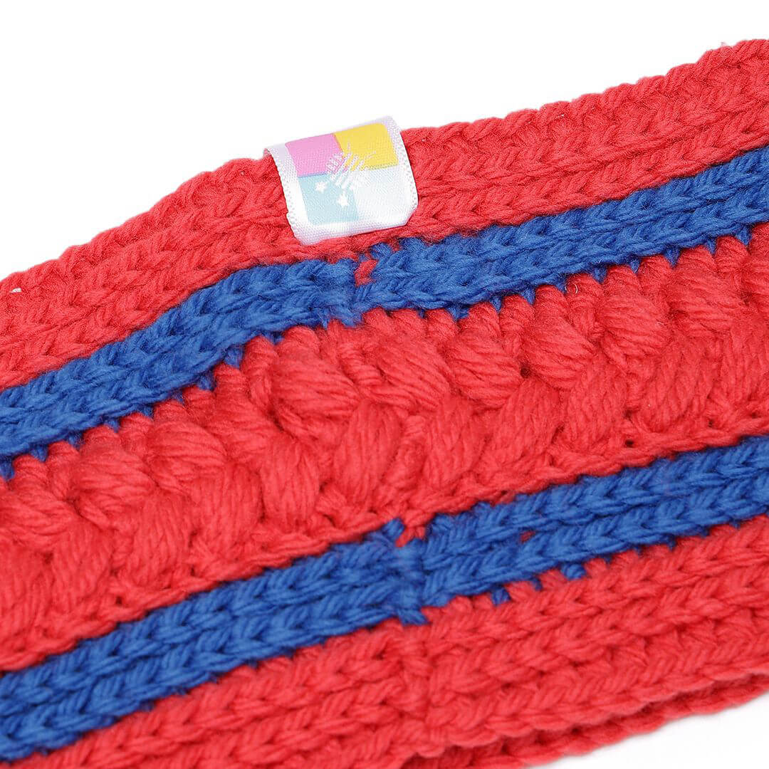 Handmade Crochet Self Design Headband - Red - 10788