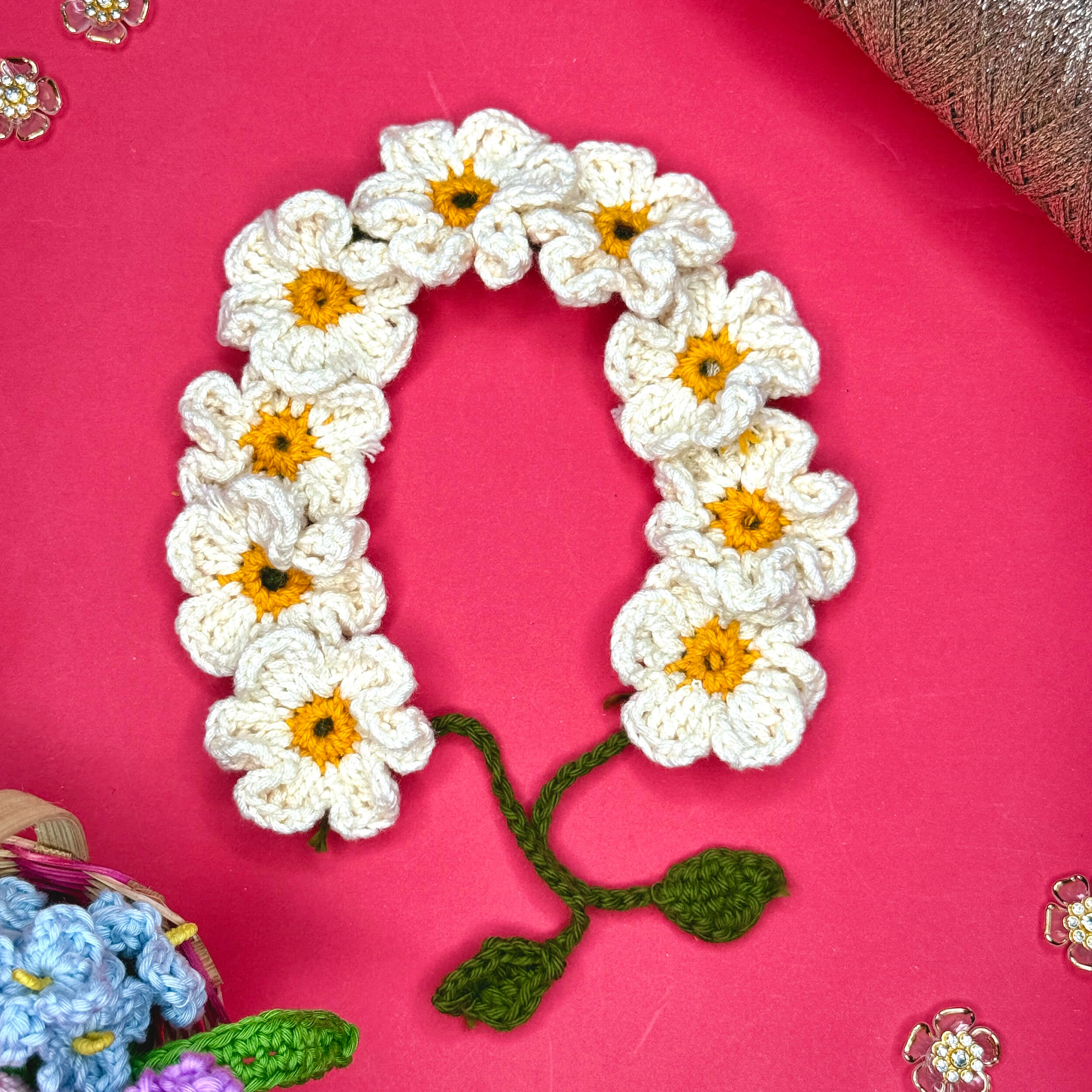 Handmade Crochet Daisy Gajra