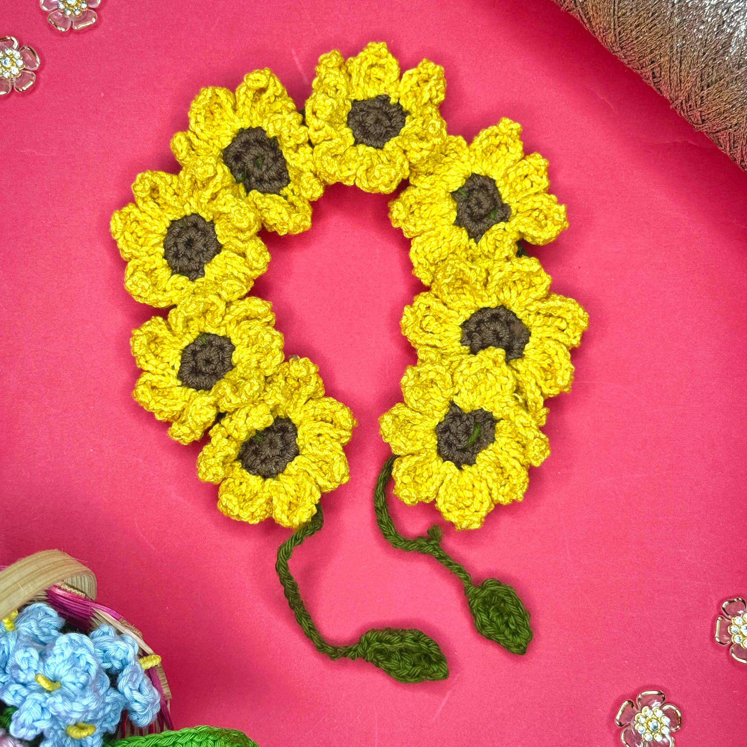 Handmade Crochet Sunflower Gajra
